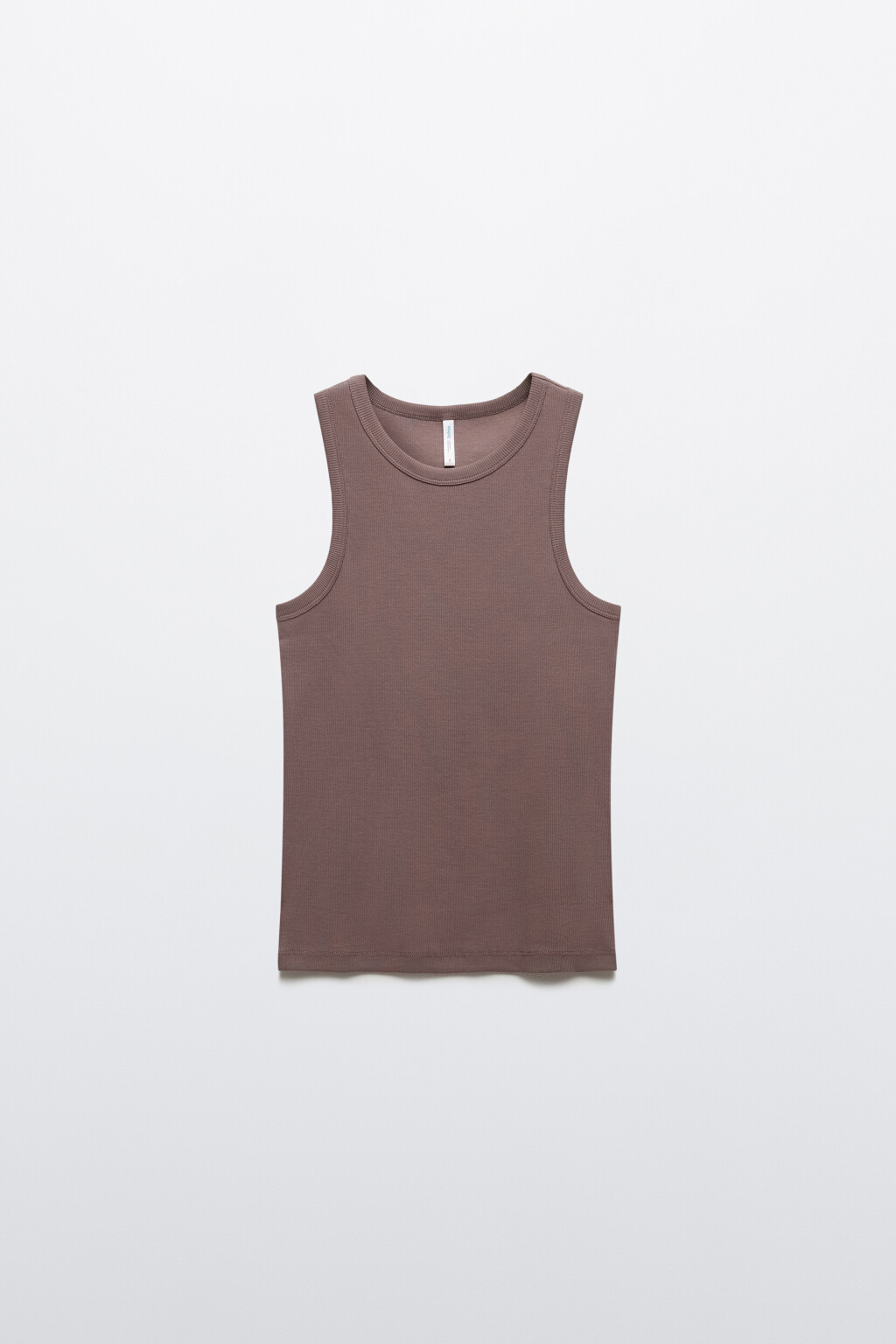 Майка базовая облегающая в рубчик - цвет коричневый - 1