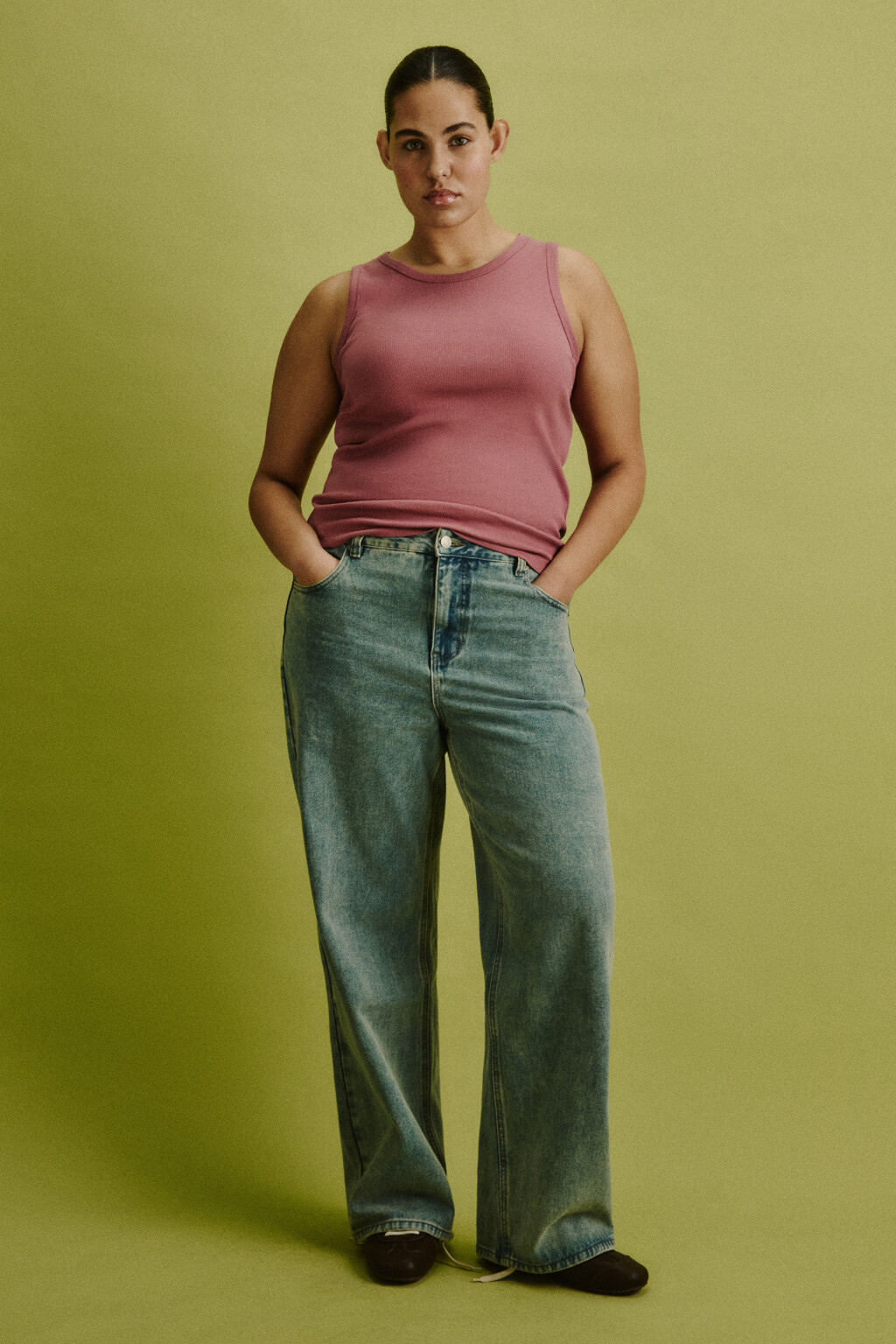 Майка базовая облегающая в рубчик - цвет розовый - 5