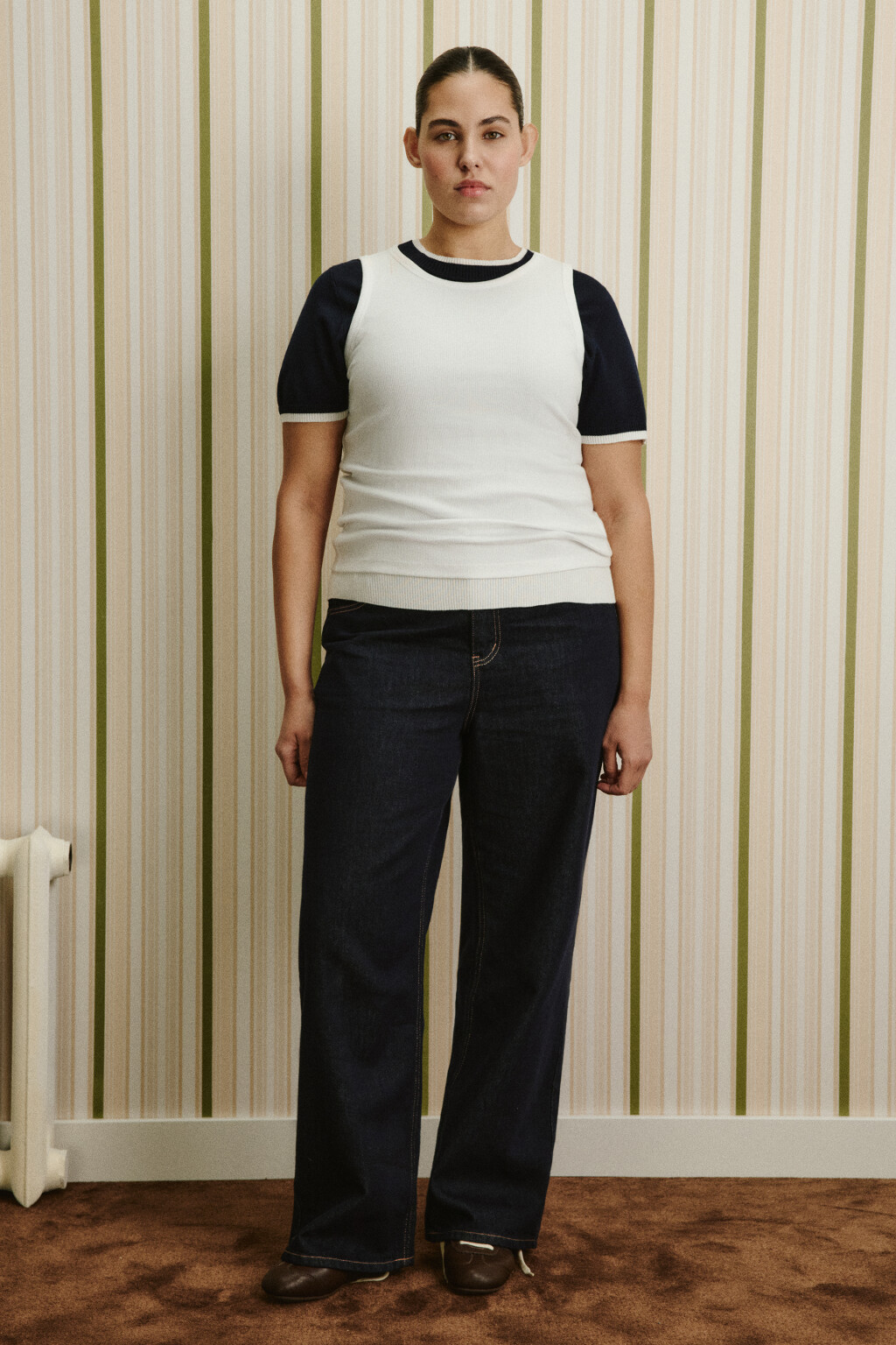 Майка базовая облегающая в рубчик - цвет белый - 4