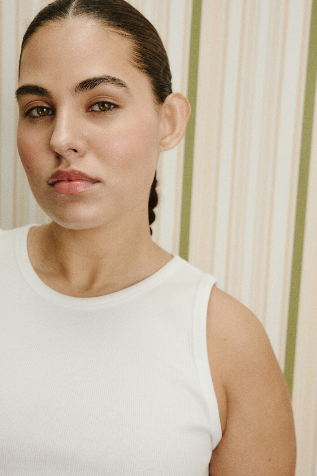 Майка базовая облегающая в рубчик - цвет белый - 5