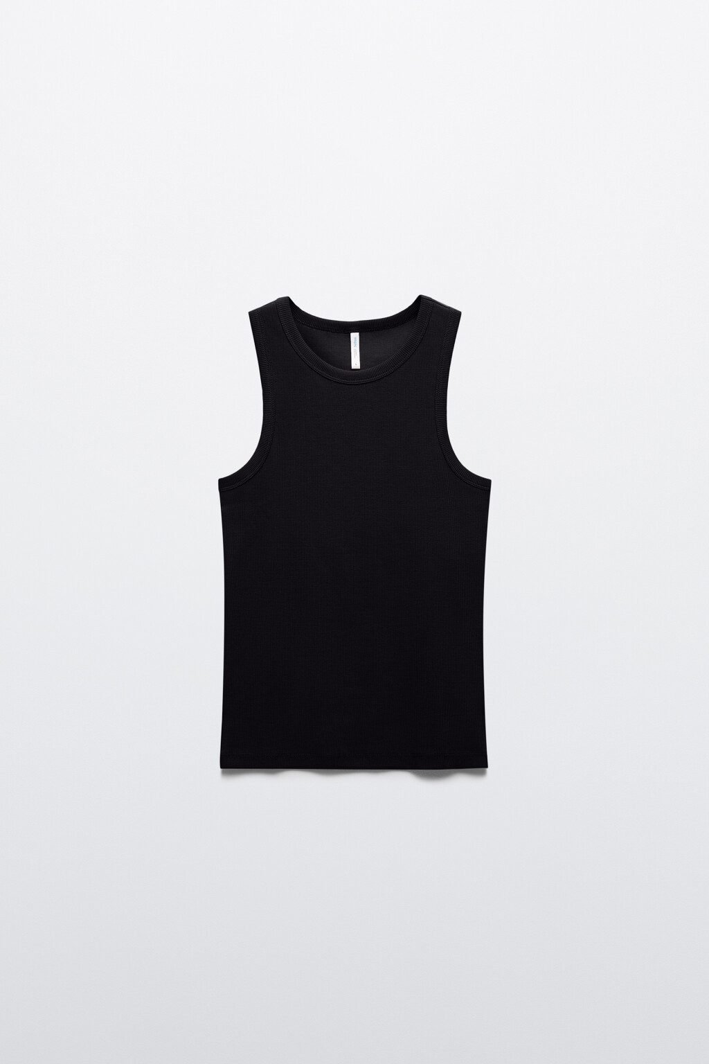 Майка базовая облегающая в рубчик - цвет черный - 1