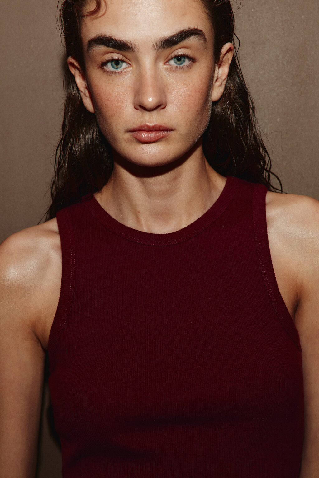 Майка базовая облегающая в рубчик - цвет бордовый - 5