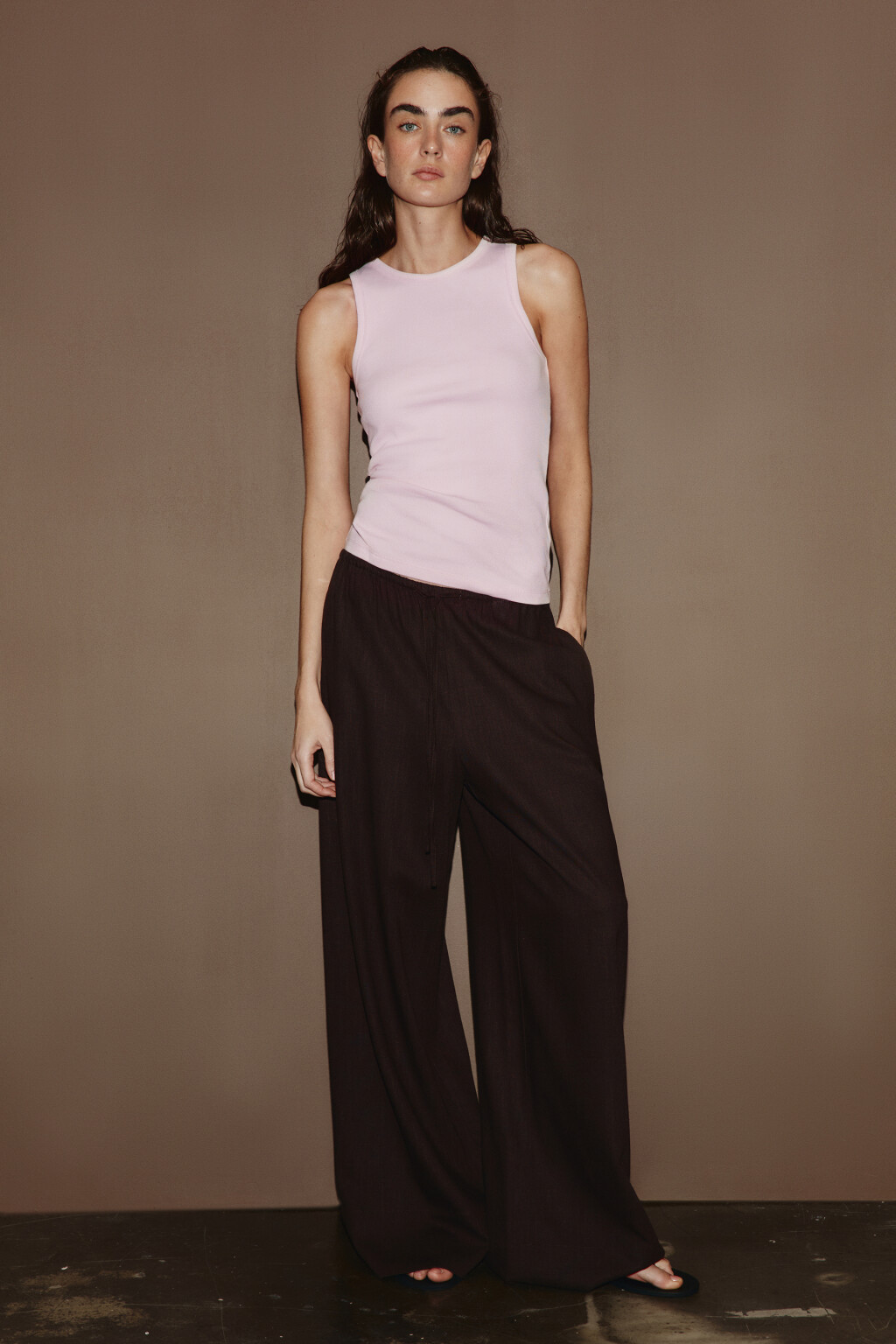 Майка базовая облегающая в рубчик - цвет розовый - 4