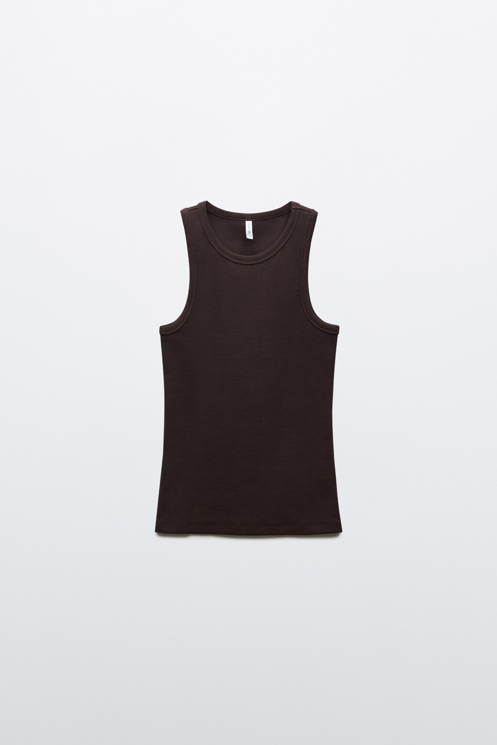 Майка базовая облегающая в рубчик - цвет коричневый - 1