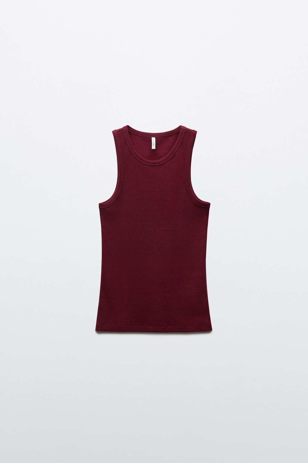 Майка базовая облегающая в рубчик - цвет бордовый - 1