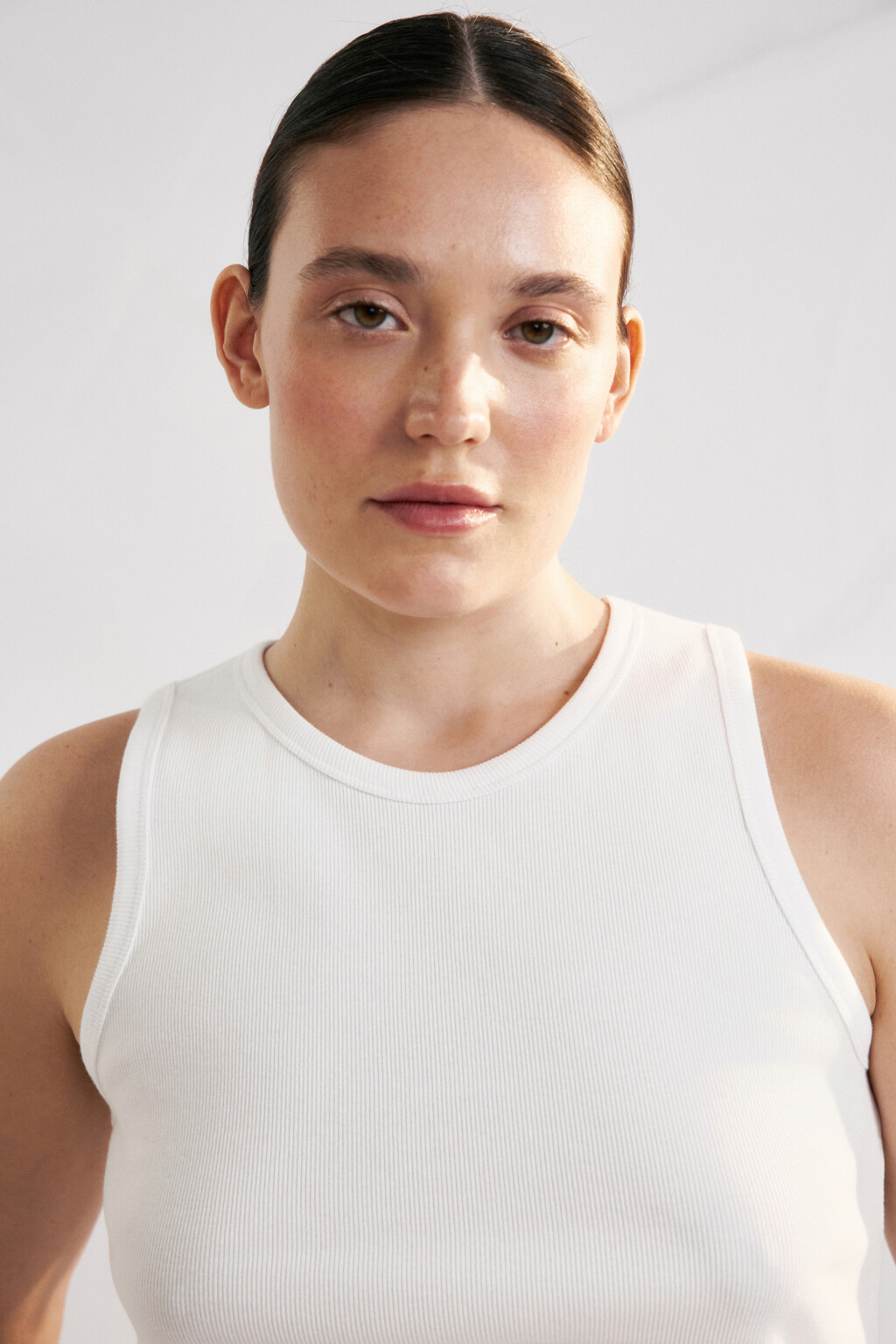 Майка базовая облегающая в рубчик - цвет белый - 5