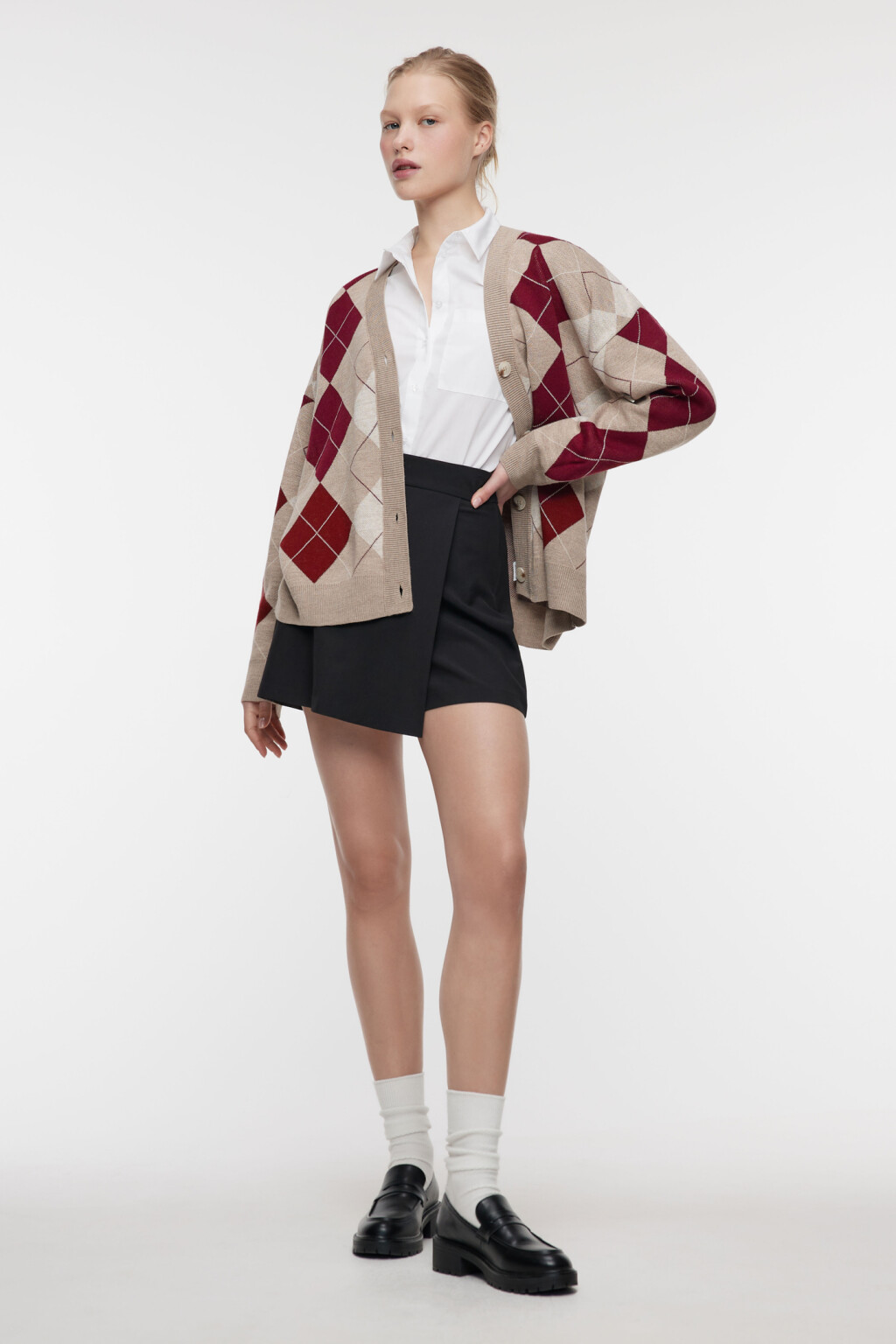 Блузка-рубашка прямая с нагрудным карманом - цвет белый - 4