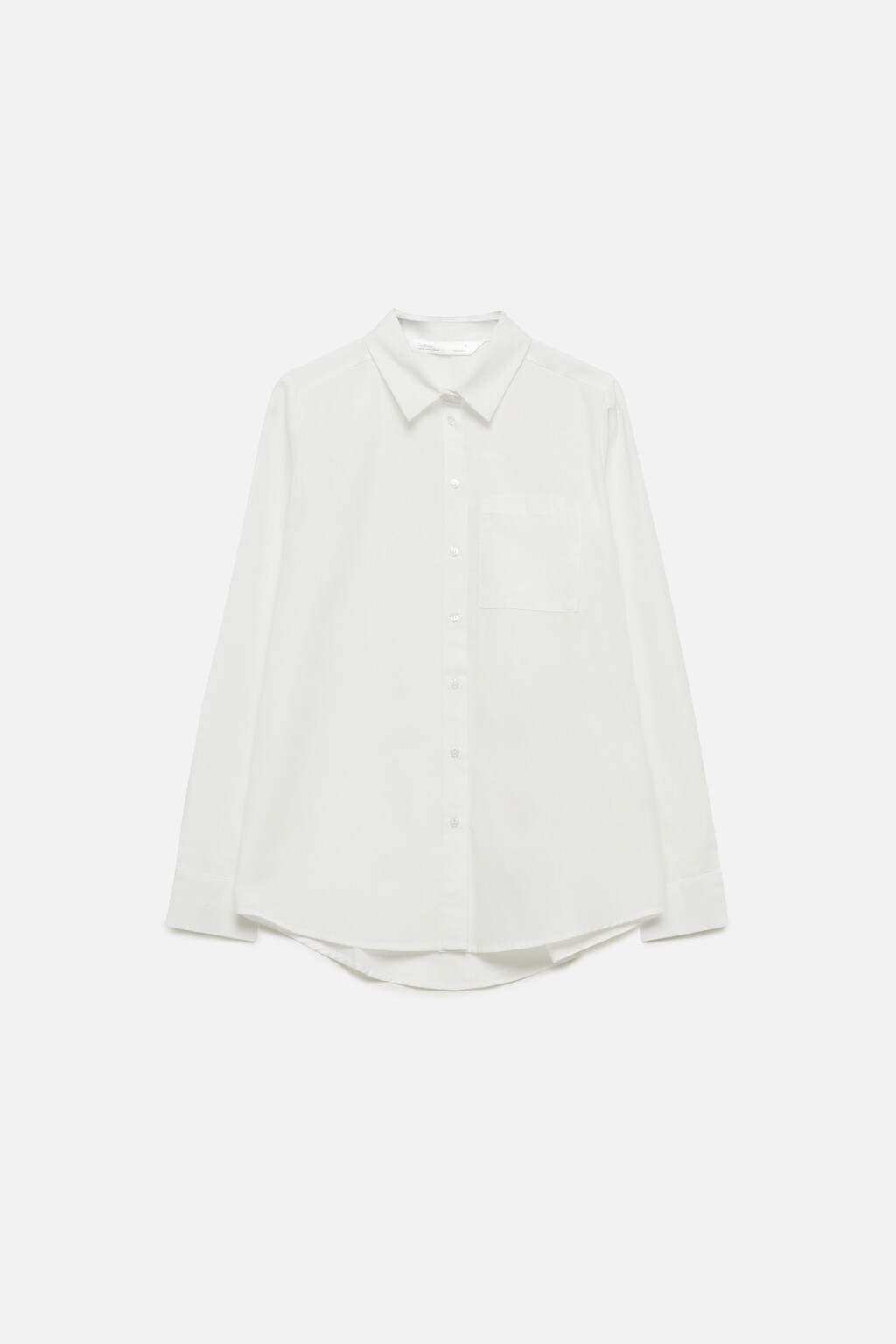 Блузка-рубашка классическая прямая с карманом - цвет белый - 8