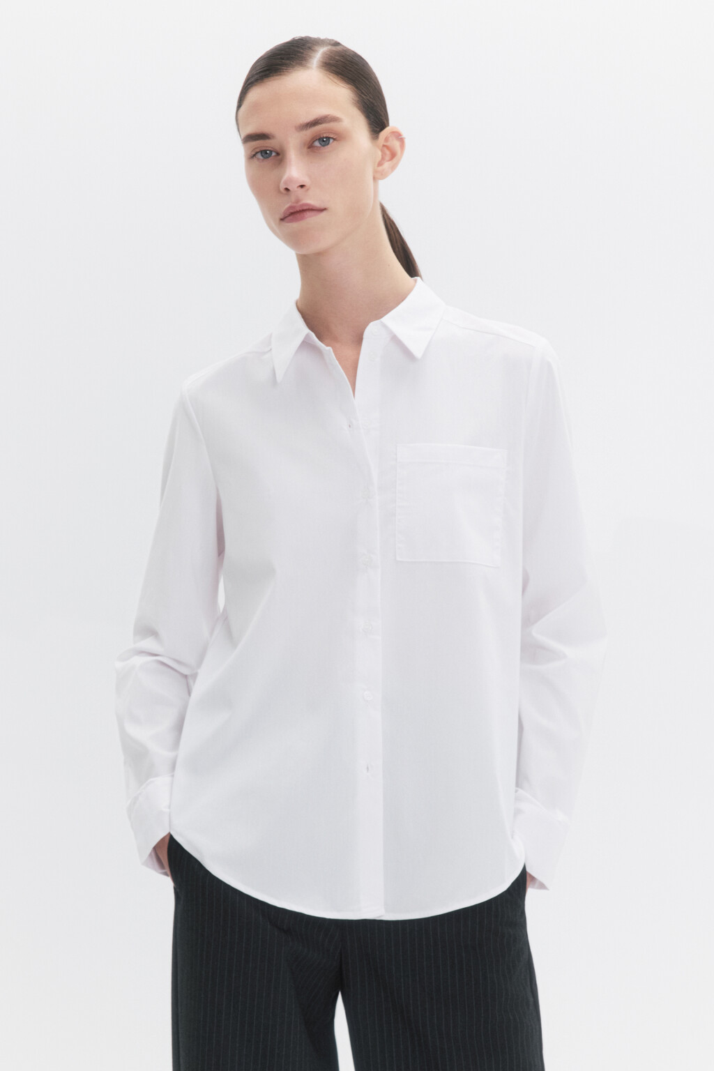 Блузка regular fit с нагрудным карманом regularshirt3, цвет: белый (1 ...