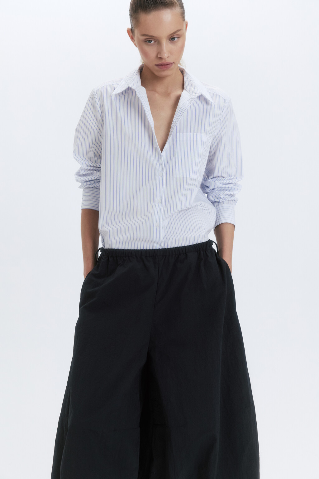 Рубашка regular fit прямая в полоску - цвет белый - 4