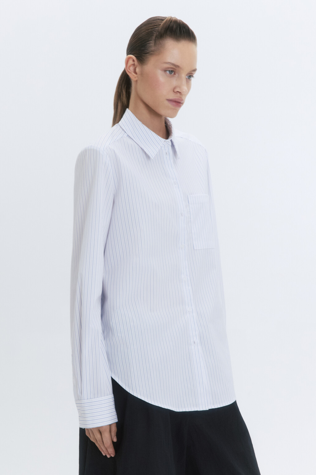 Рубашка regular fit прямая в полоску - цвет белый - 2