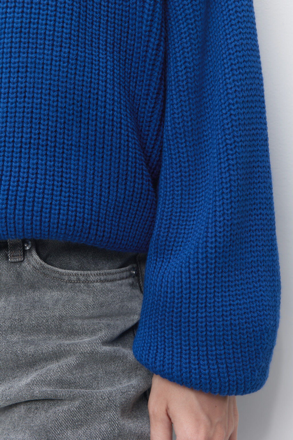 Свитер RibSweater толстой вязки с воротником - цвет синий - 6