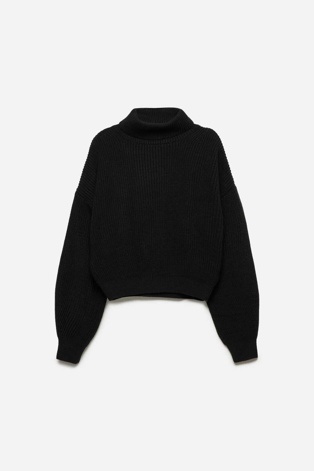 Свитер RibSweater толстой вязки с воротником - цвет черный - 7