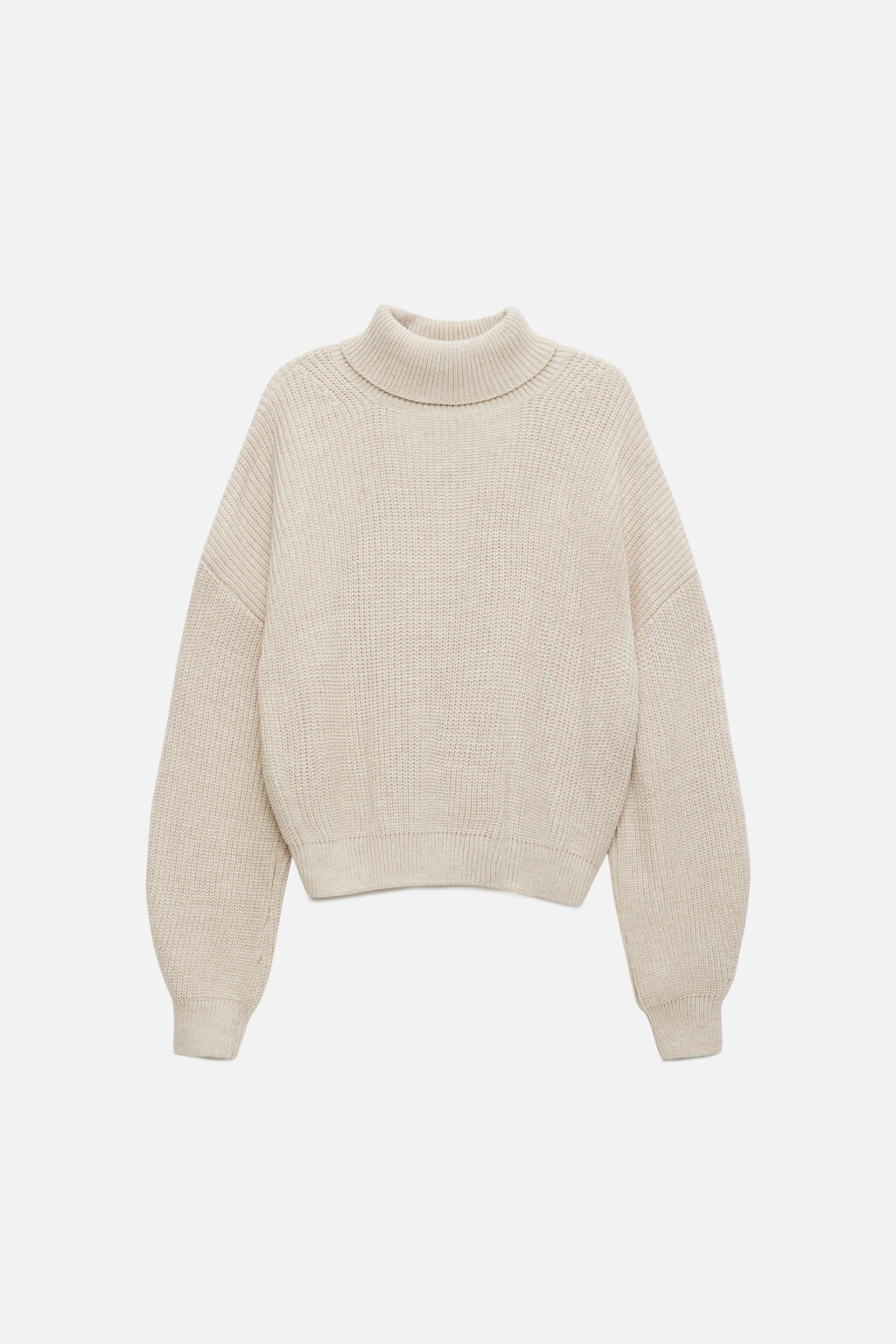 Свитер RibSweater толстой вязки с воротником - цвет бежевый - 7