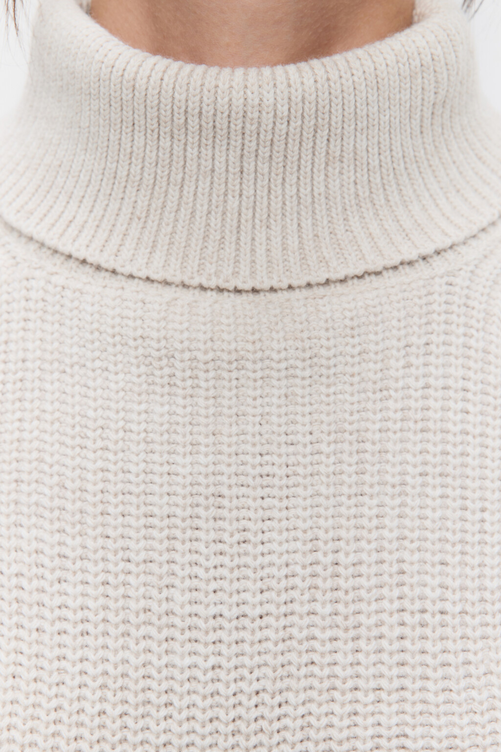 Свитер RibSweater толстой вязки с воротником - цвет бежевый - 5