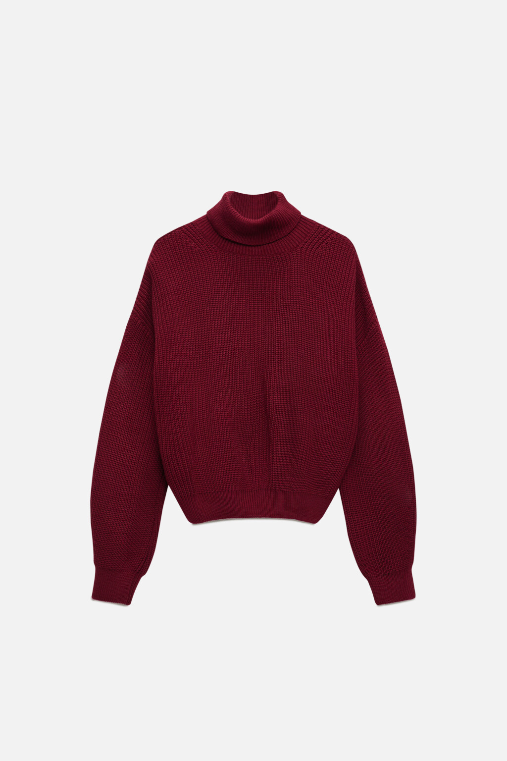 Свитер RibSweater толстой вязки с воротником - цвет бордовый - 7