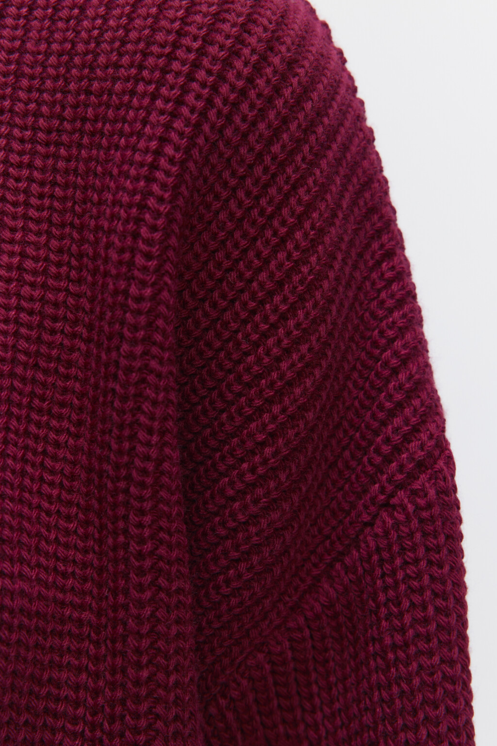 Свитер RibSweater толстой вязки с воротником - цвет бордовый - 6