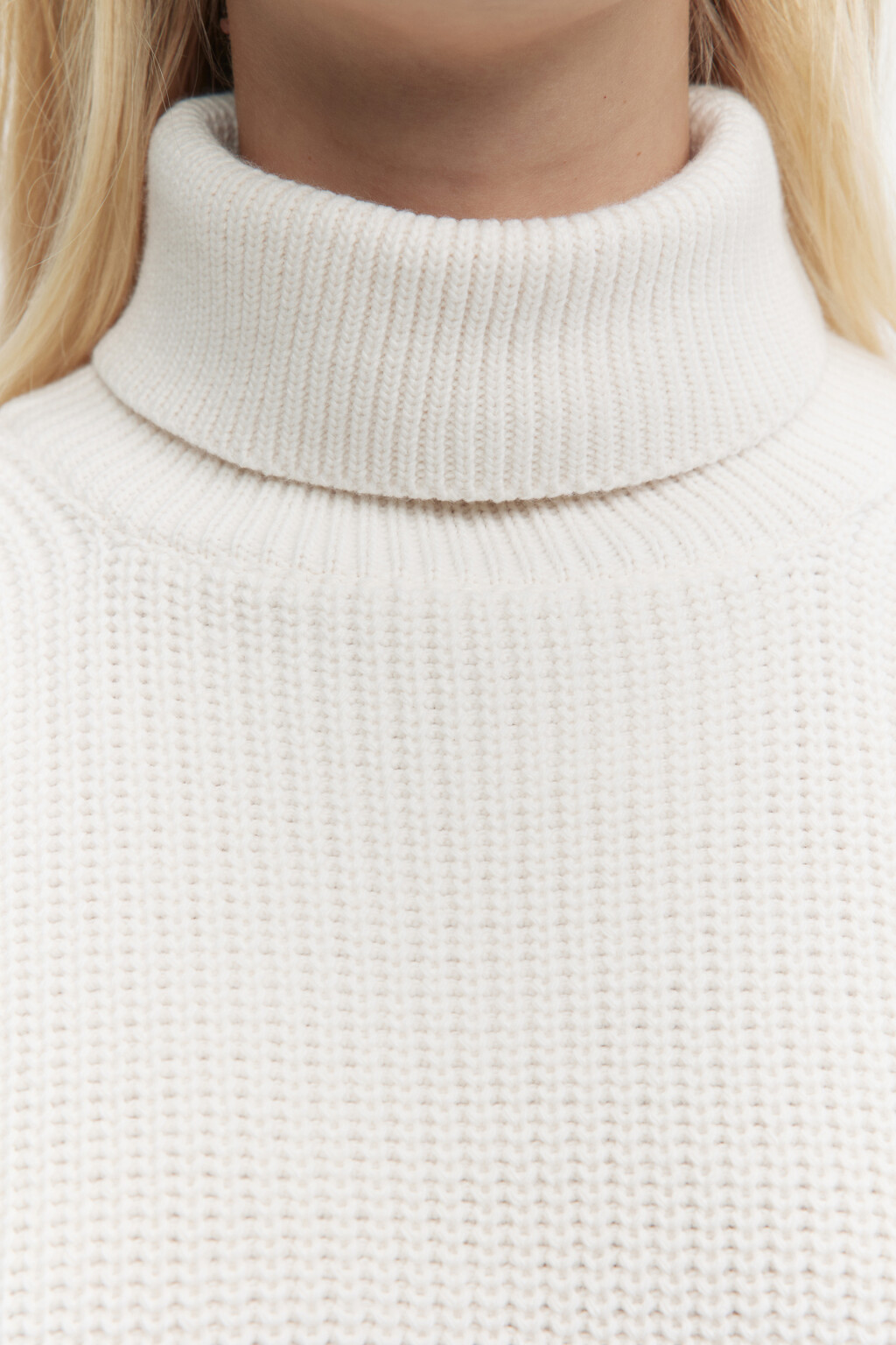 Свитер RibSweater толстой вязки с воротником - цвет белый - 5