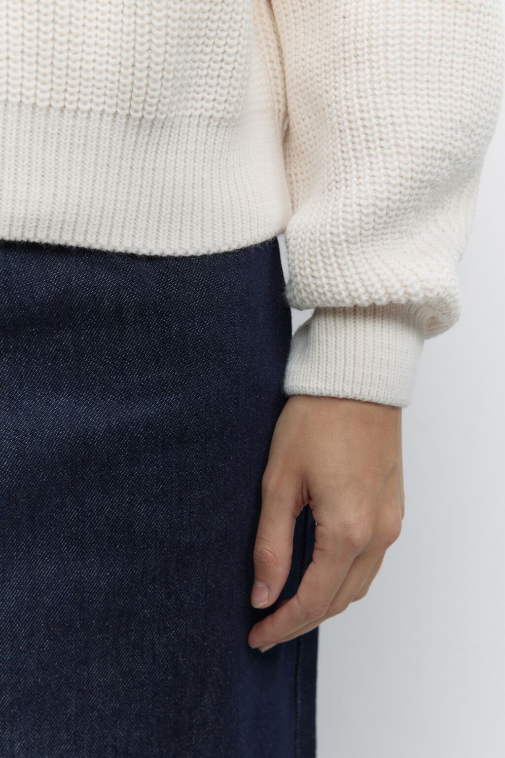 Свитер RibSweater толстой вязки с воротником - цвет белый - 6