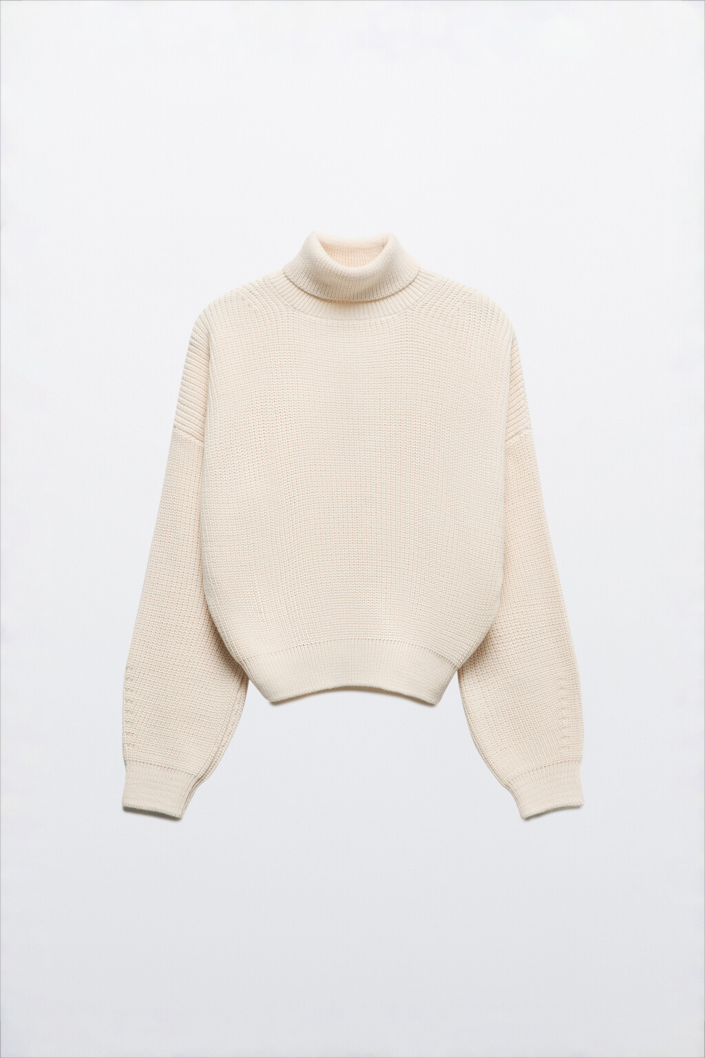 Свитер толстой вязки в рубчик с воротником - цвет молочный - 8