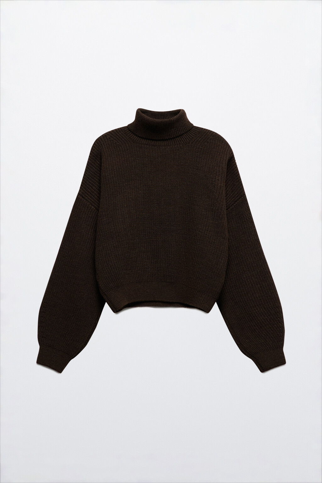 Свитер с воротником вязаный в рубчик - цвет коричневый - 9