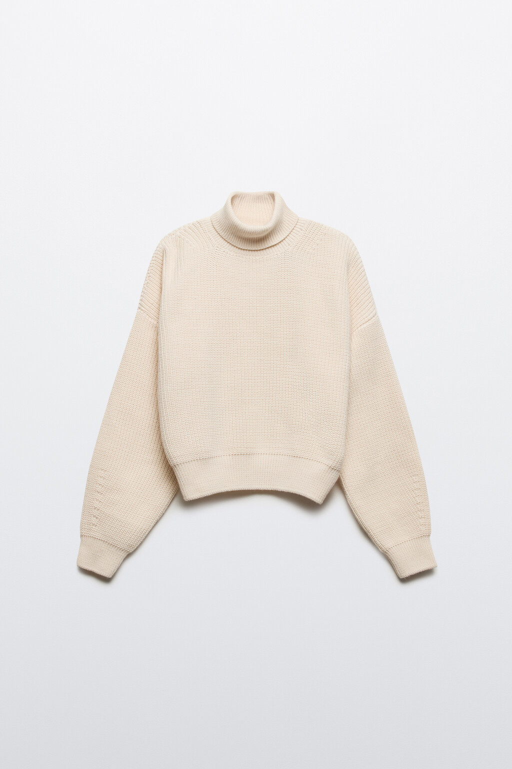 Свитер вязаный в рубчик с воротником - цвет молочный - 8