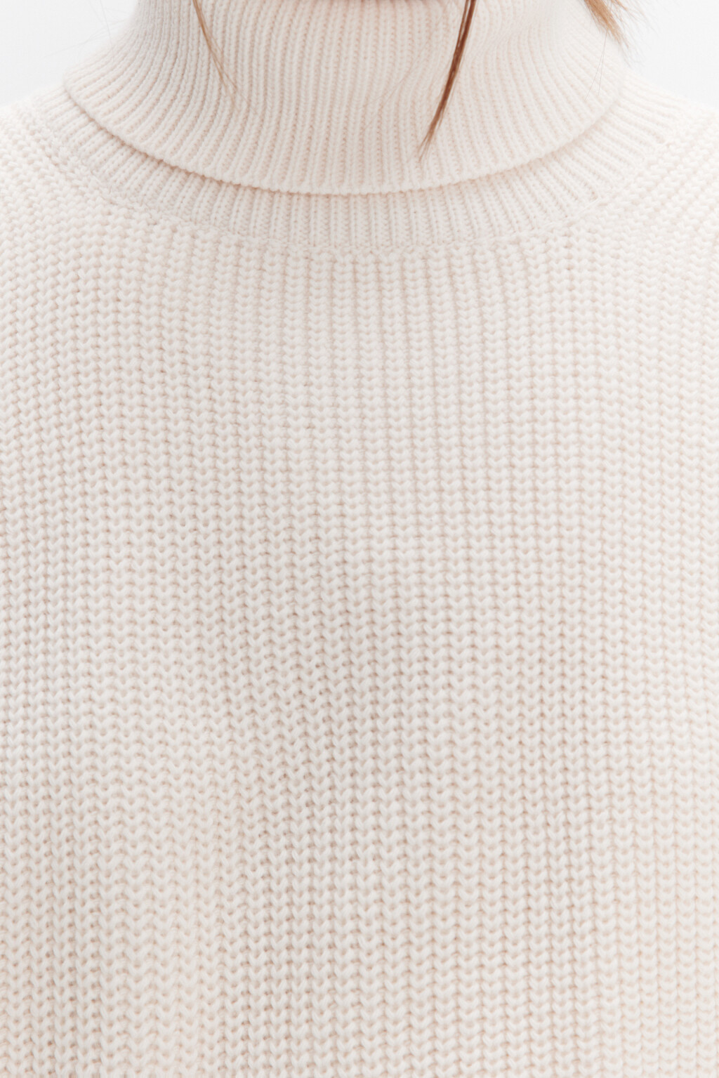 Свитер вязаный в рубчик с воротником - цвет молочный - 6