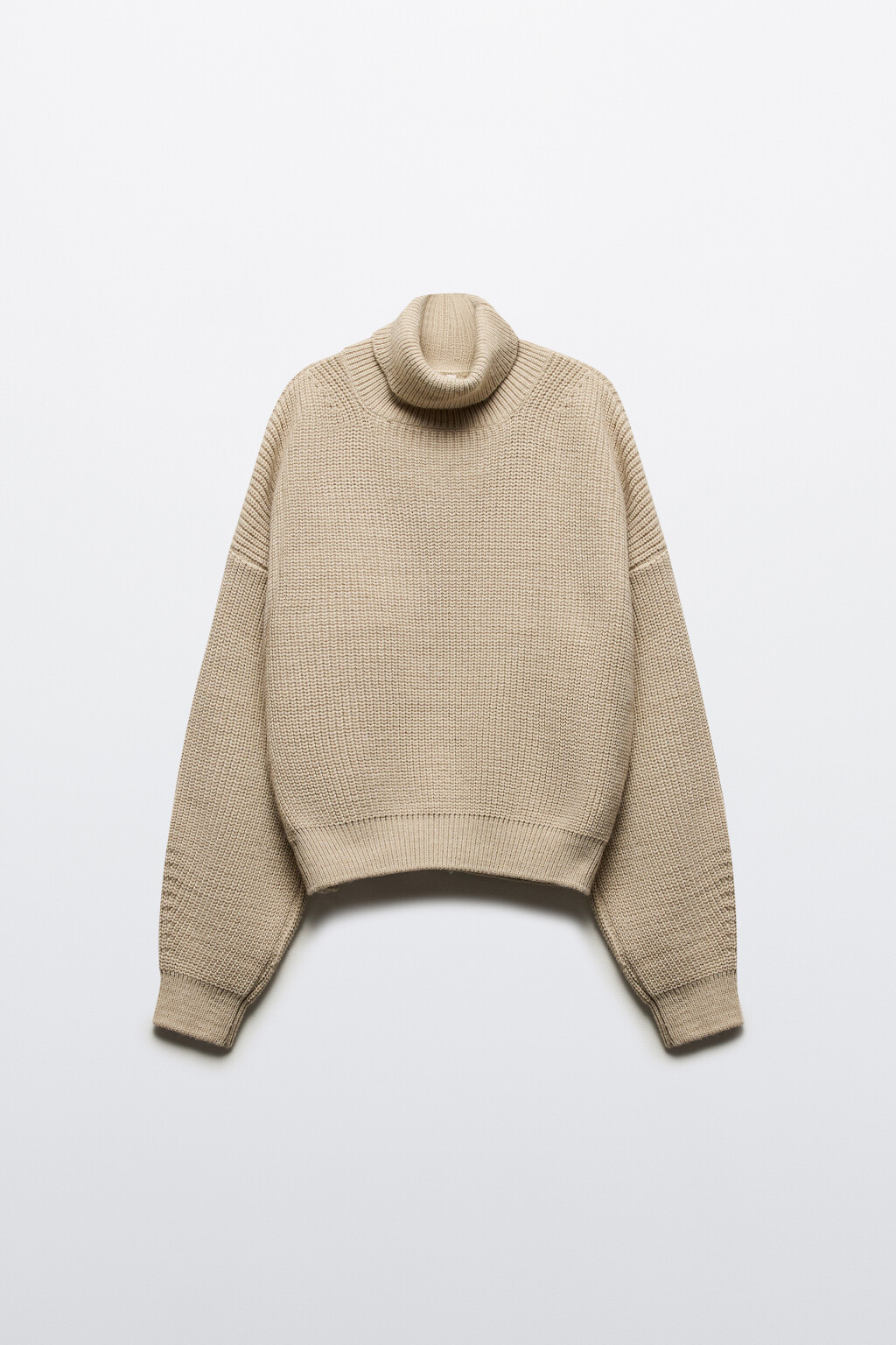 Свитер вязаный в рубчик с воротником - цвет бежевый - 8