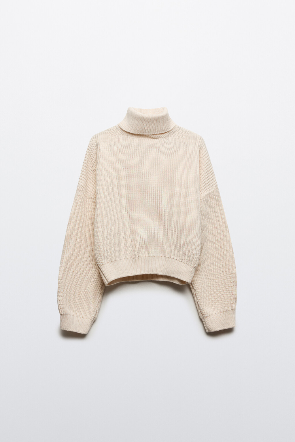 Свитер короткий в рубчик - цвет молочный - 7