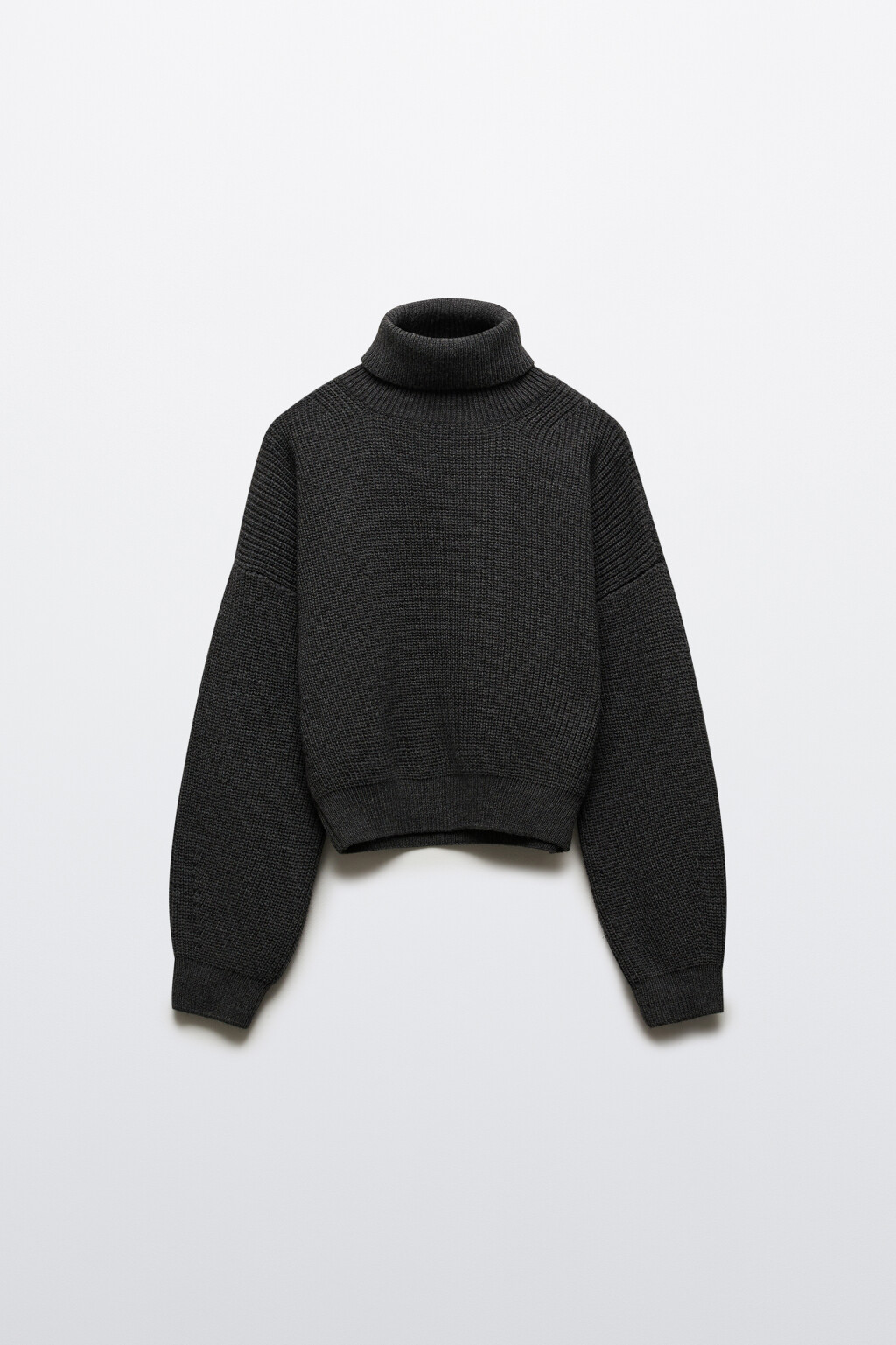 Свитер с воротником в рубчик - цвет серый - 7