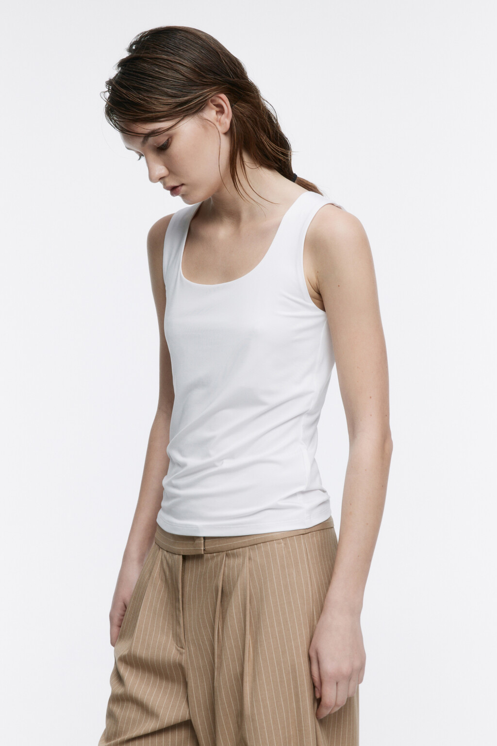 Майка SAMANTA базовая с подкладкой на груди - цвет белый - 3