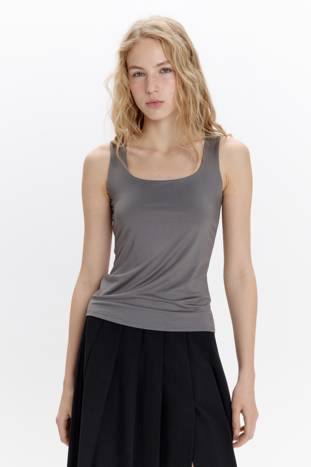 Майка SAMANTA базовая с подкладкой на груди - цвет серый - 2