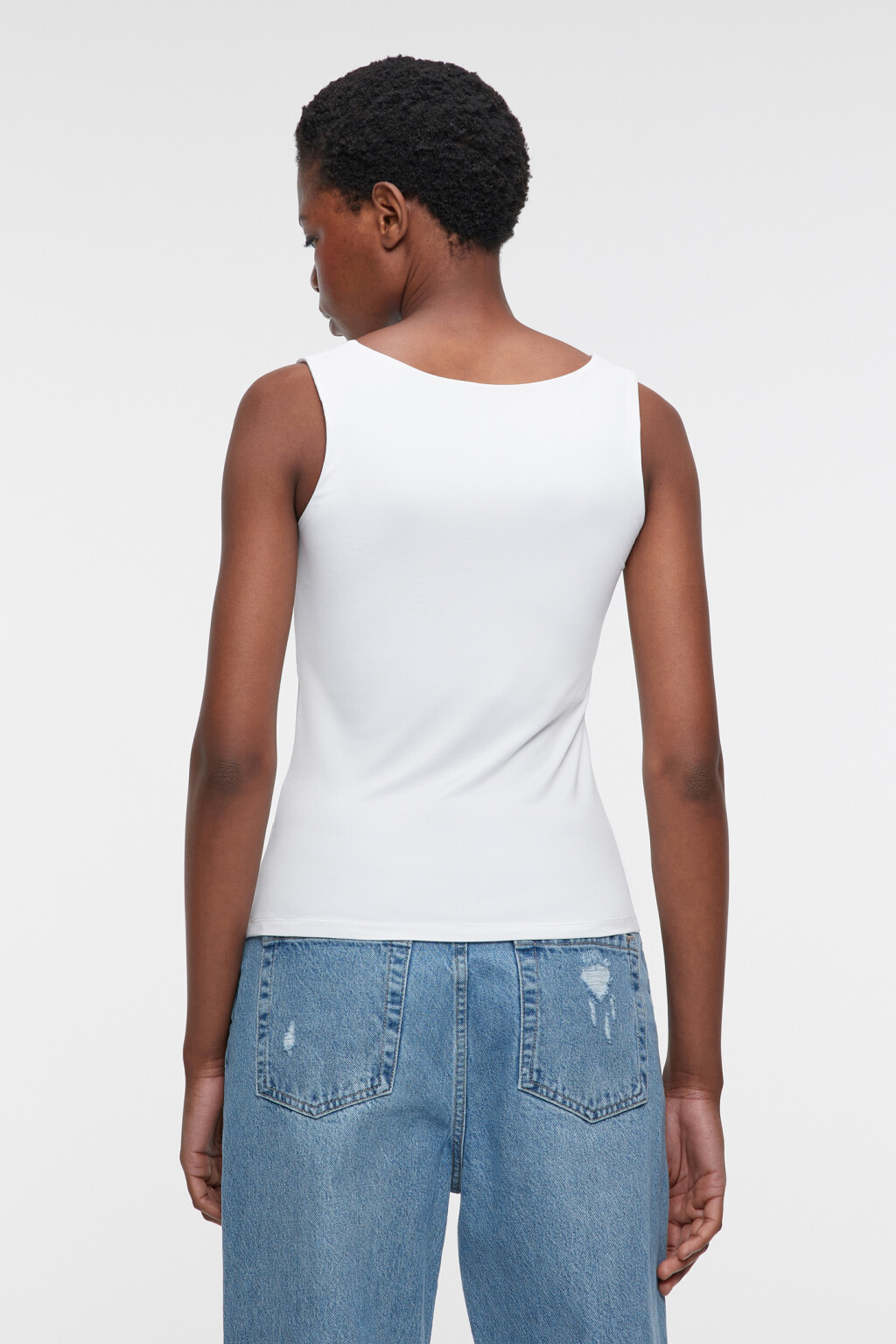 Майка SAMANTA гладкая с подкладкой на груди - цвет белый - 4