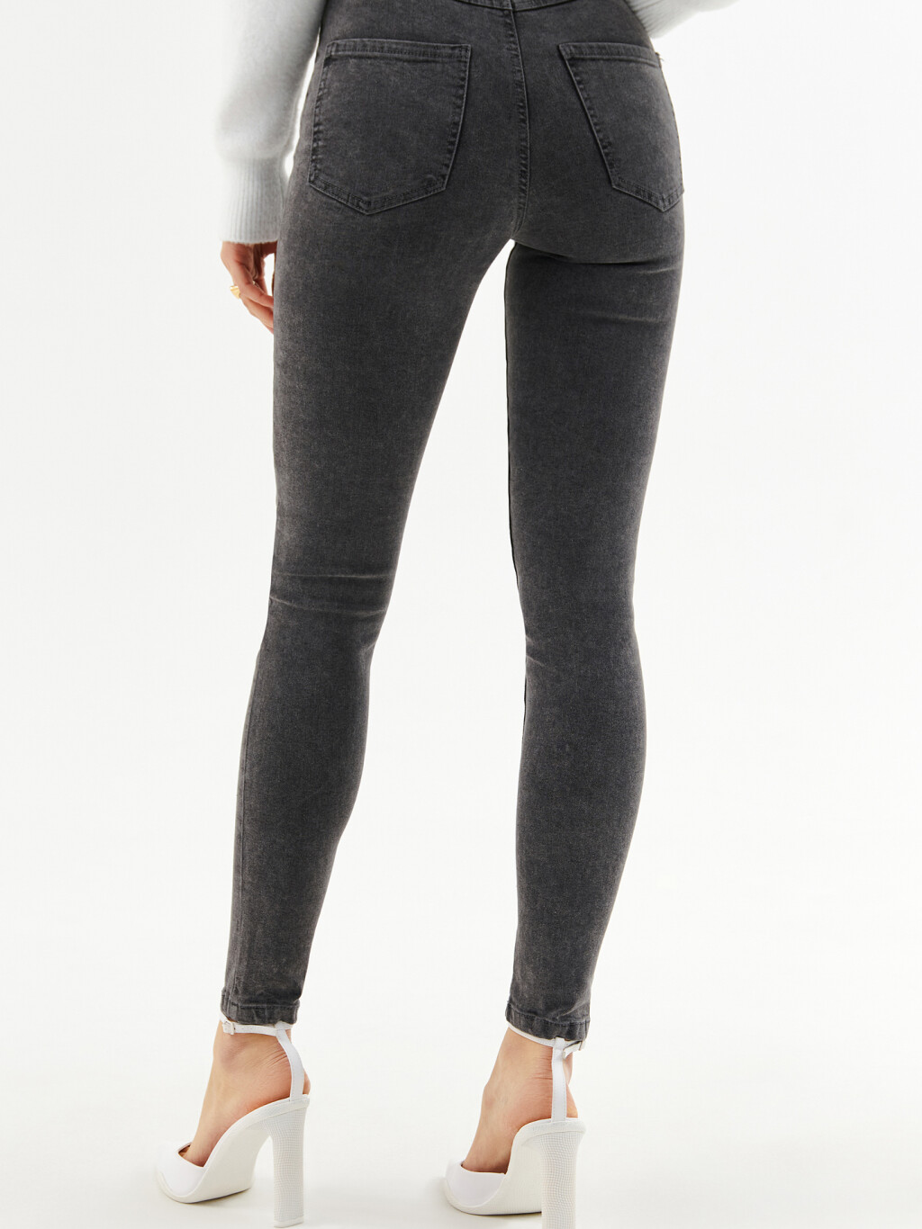 Джинсы skinny с высокой посадкой - цвет серый - 4