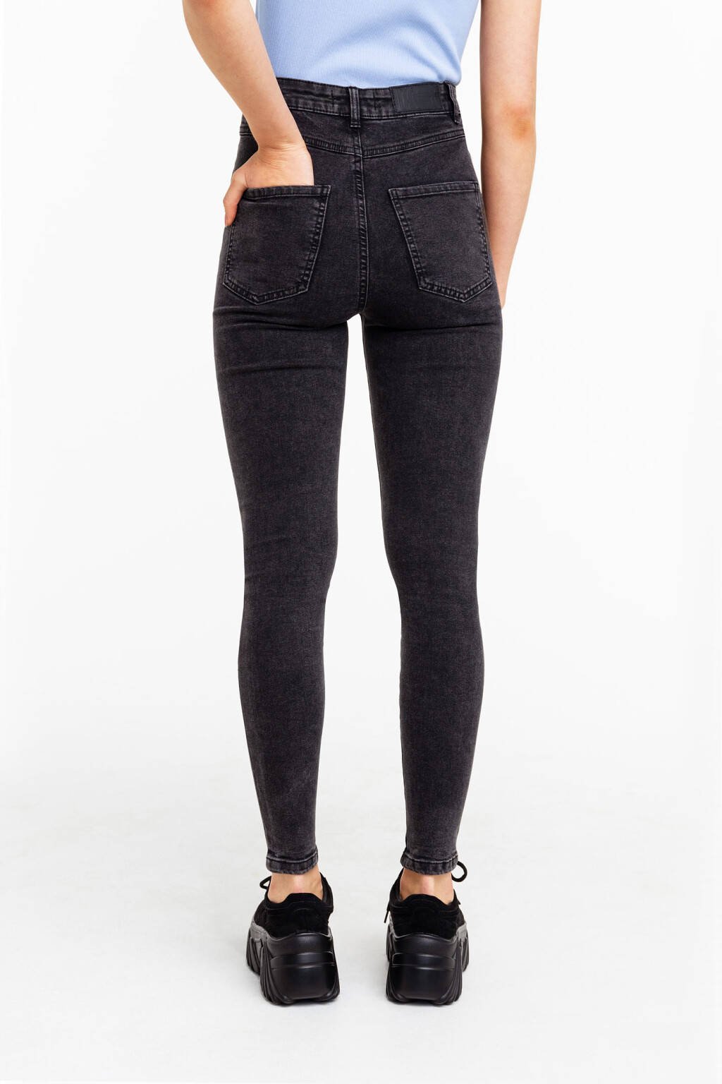 Джинсы skinny с высокой посадкой - цвет серый - 1