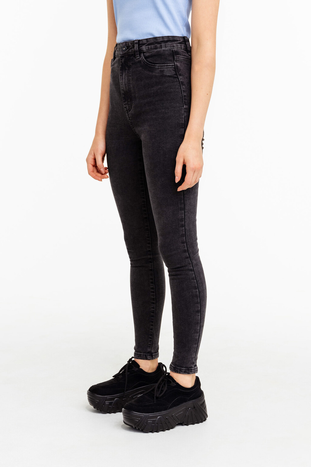 Джинсы skinny с высокой посадкой - цвет серый - 5