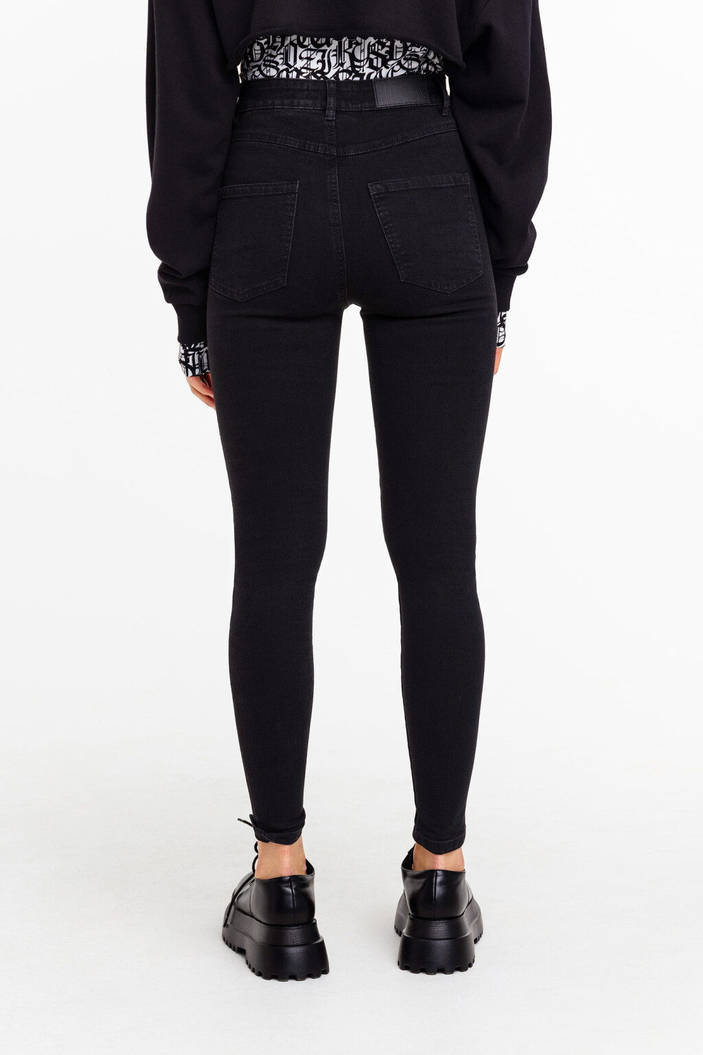 Джинсы skinny с высокой посадкой - цвет черный - 4