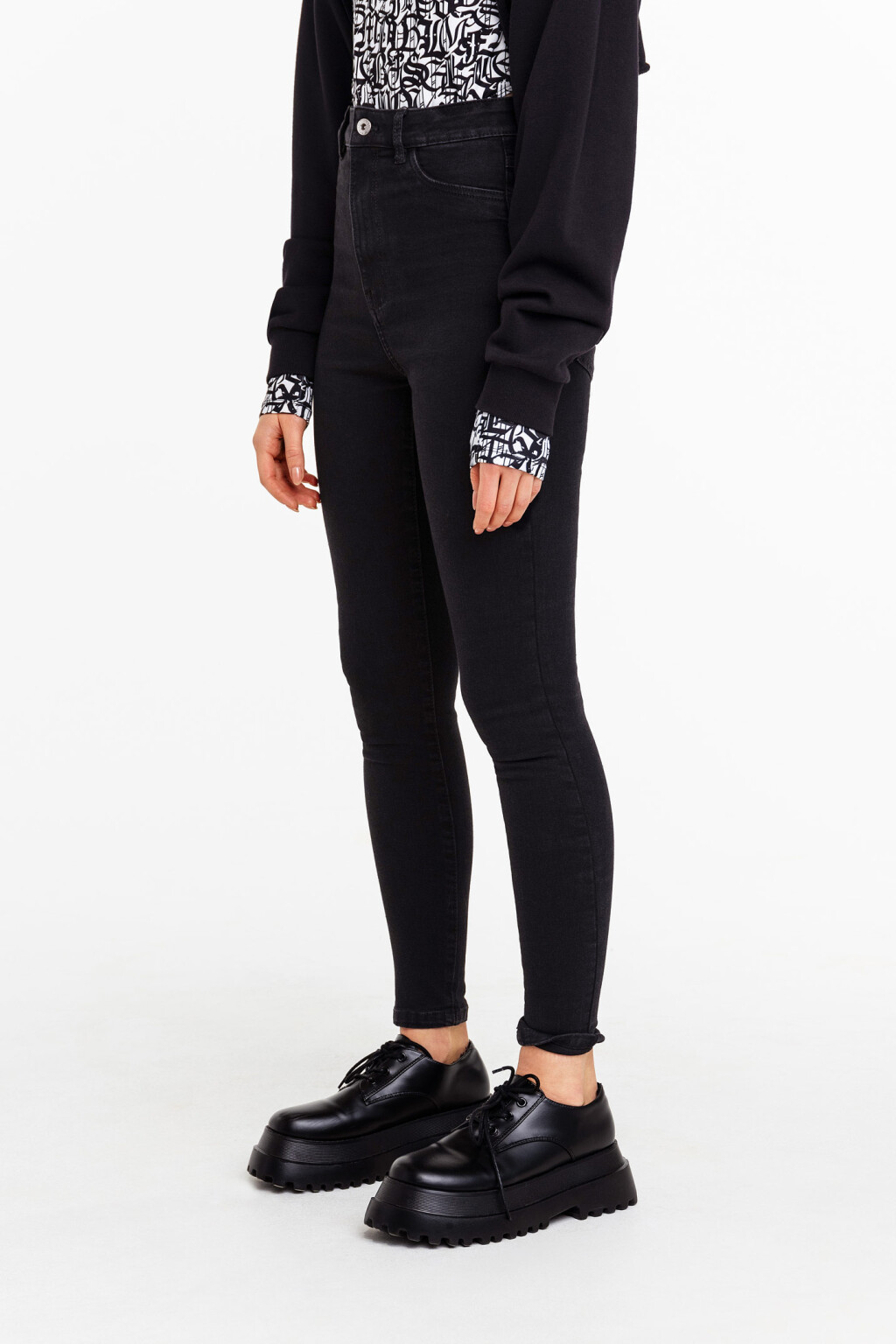 Джинсы skinny с высокой посадкой - цвет черный - 5