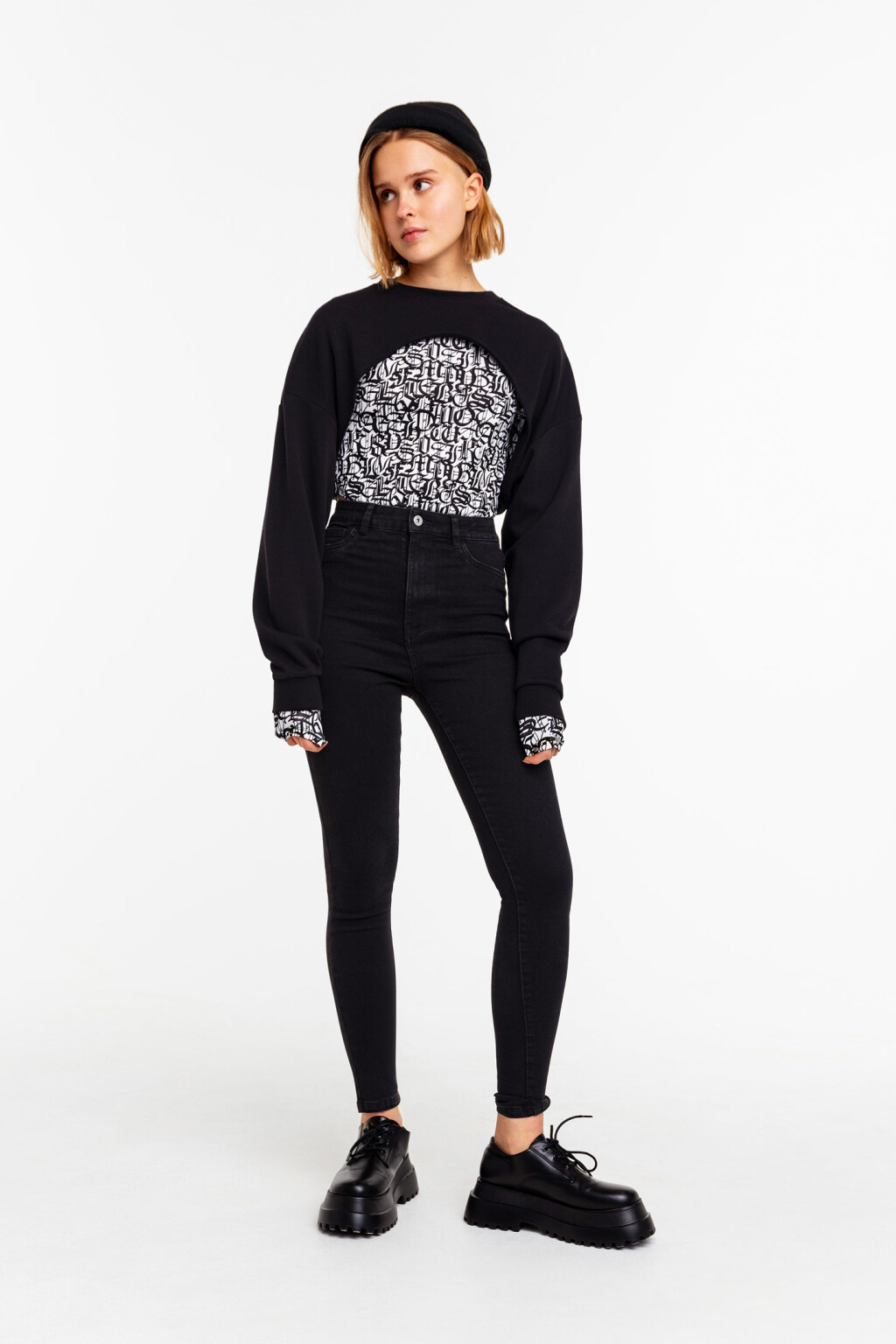 Джинсы skinny с высокой посадкой - цвет черный - 2