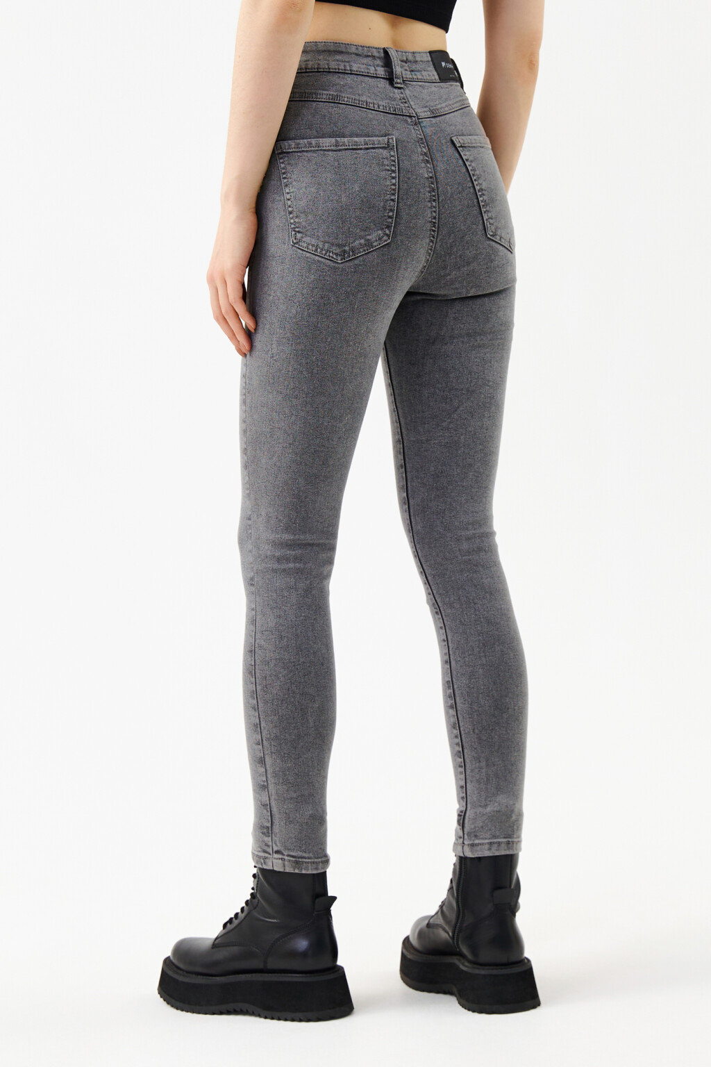 Джинсы skinny с высокой посадкой - цвет серый - 2