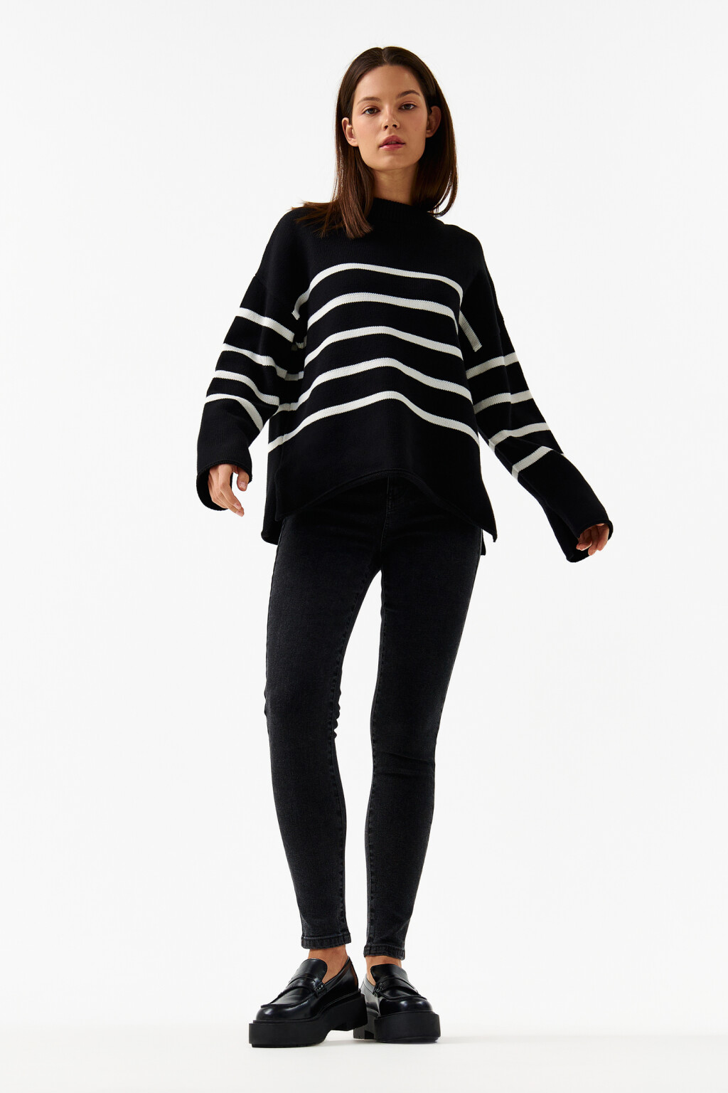 Джинсы skinny с высокой посадкой - цвет серый - 4