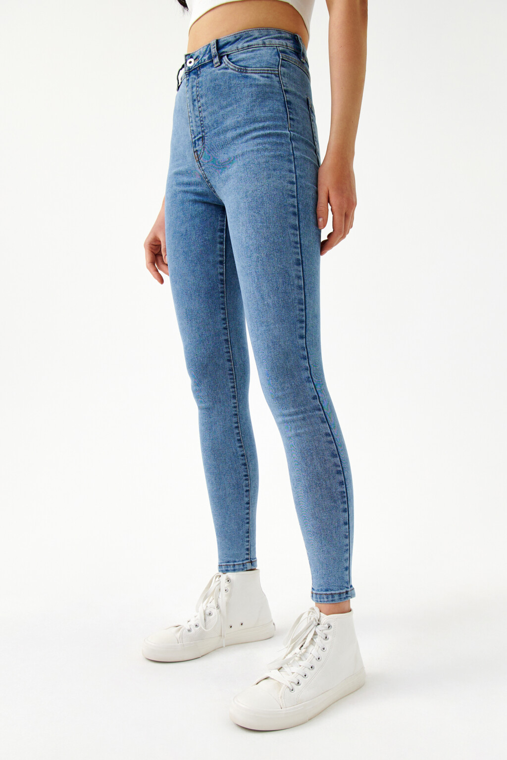 Джинсы skinny с высокой посадкой - цвет голубой - 3