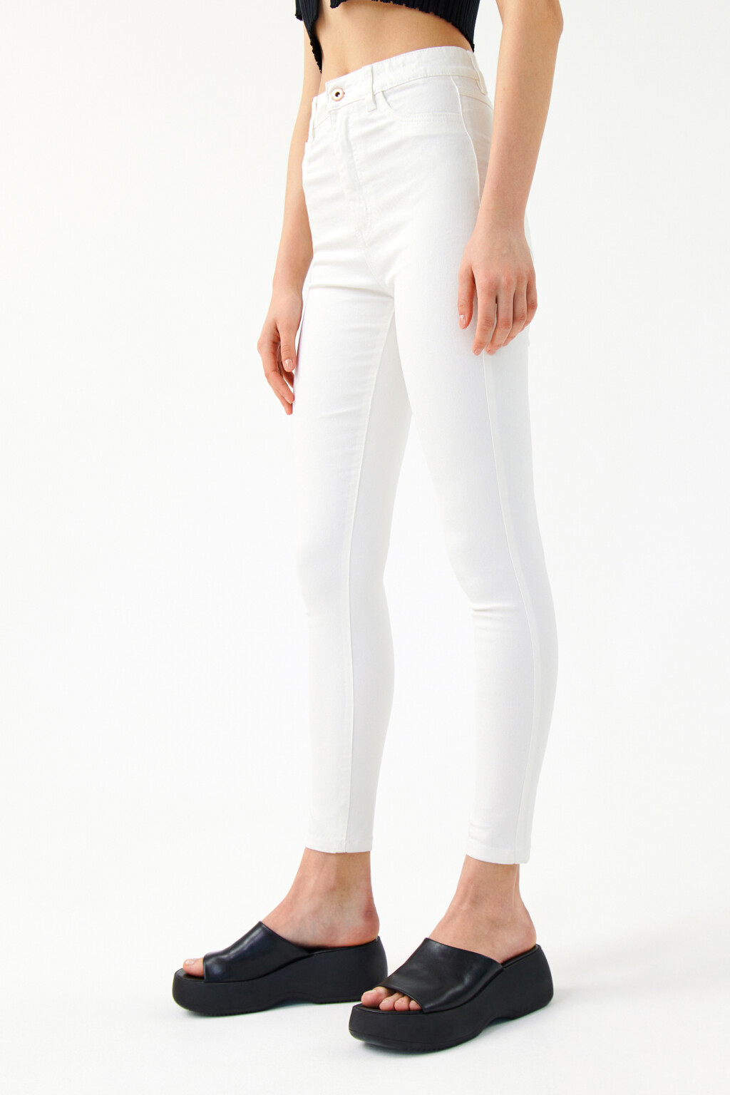 Джинсы skinny с высокой посадкой - цвет белый - 3