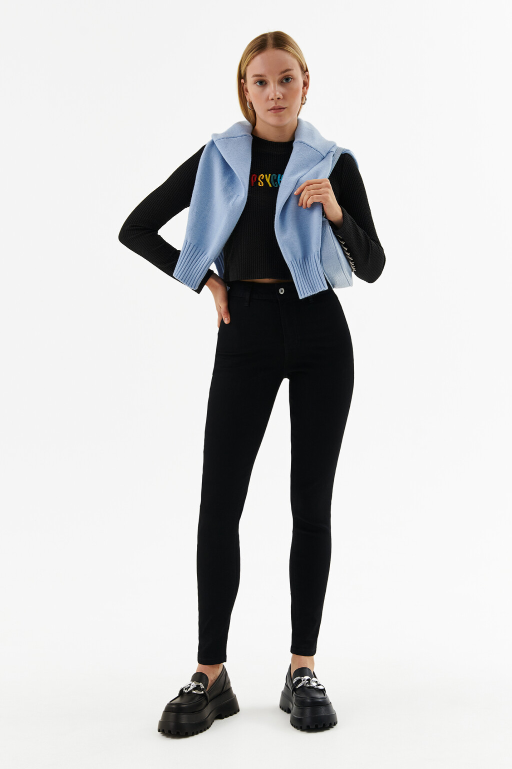 Джинсы skinny с высокой посадкой - цвет черный - 14