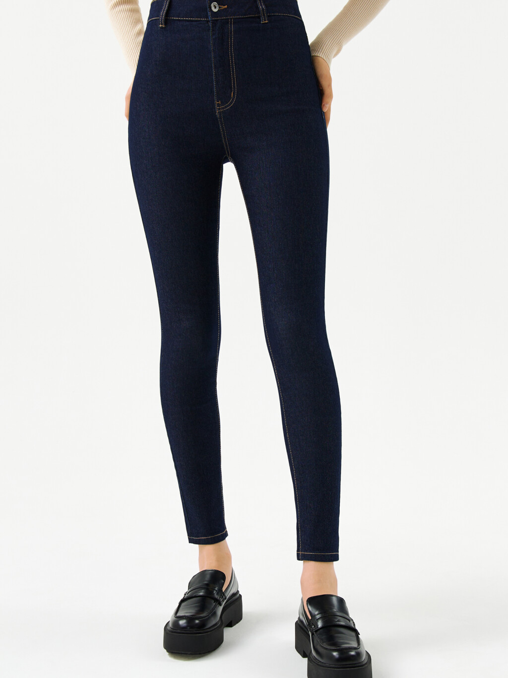 Джинсы skinny с высокой посадкой - цвет синий - 5