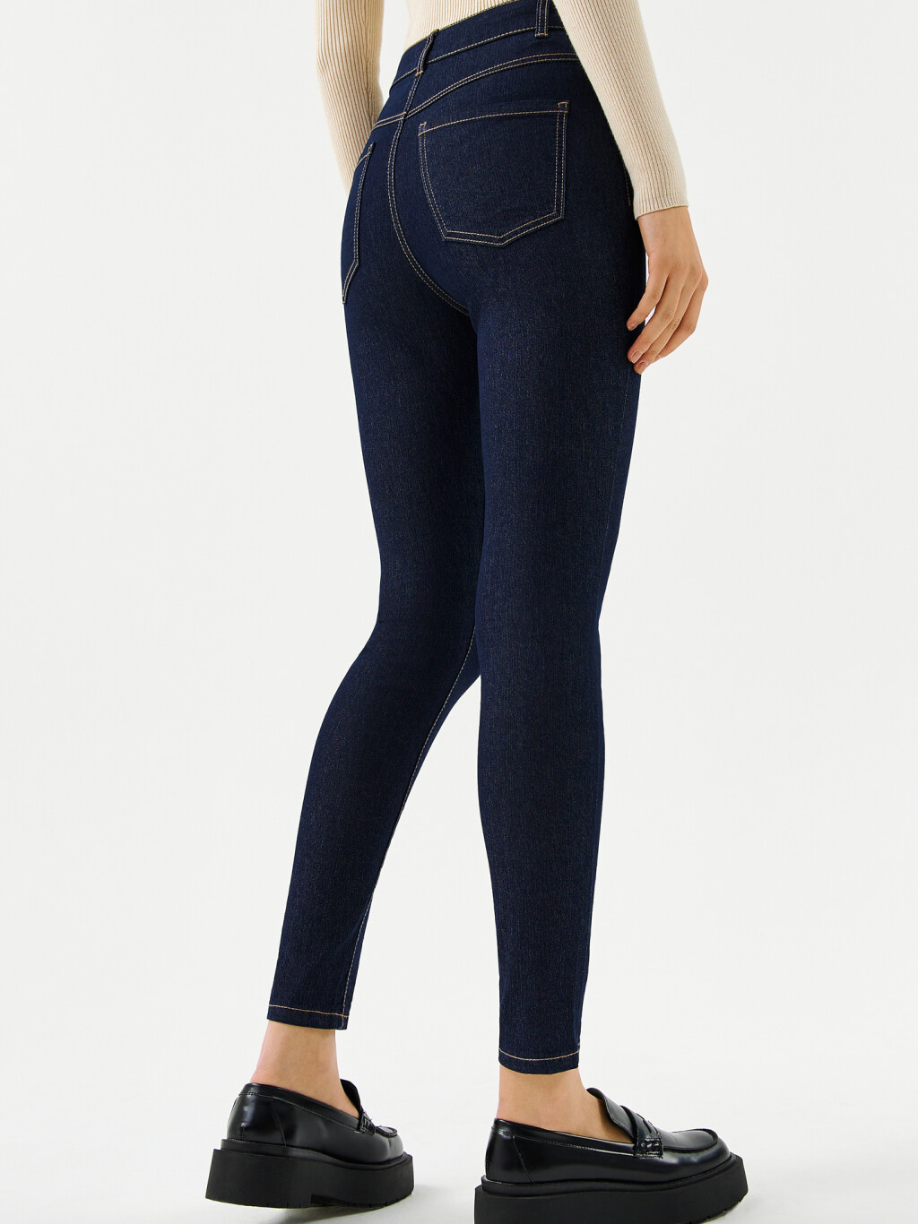 Джинсы skinny с высокой посадкой - цвет синий - 1
