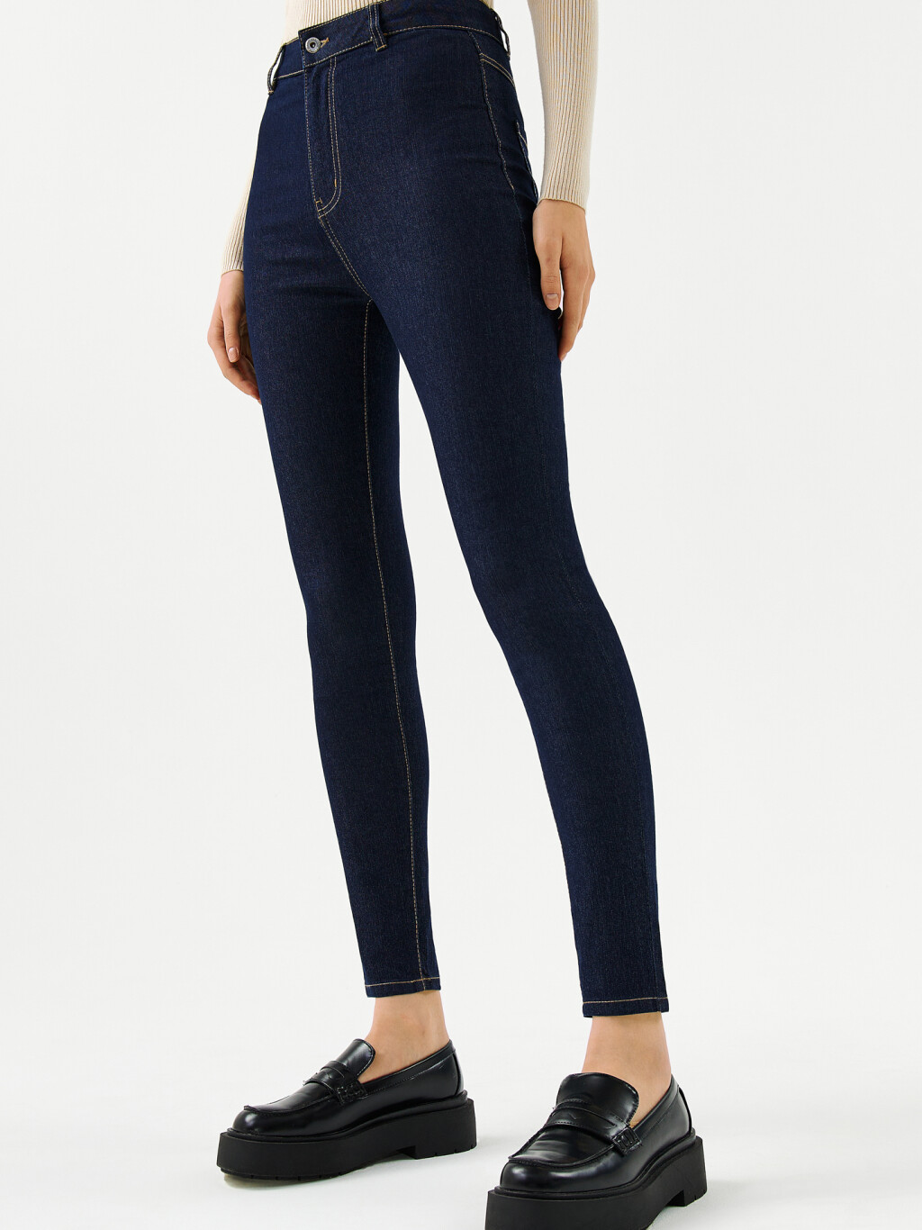 Джинсы skinny с высокой посадкой - цвет синий - 2