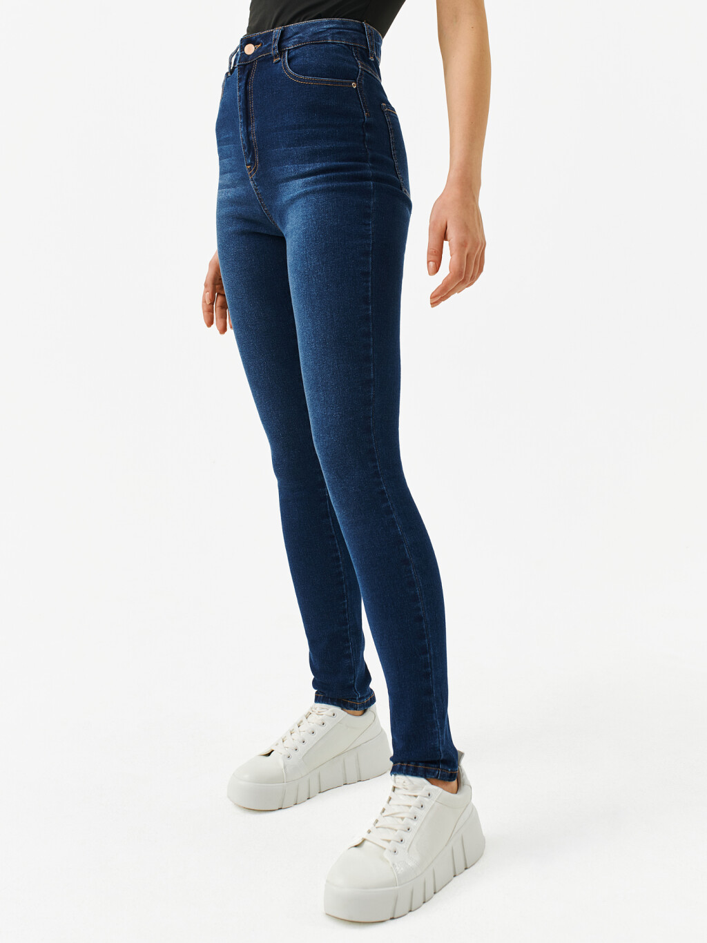 Джинсы skinny с высокой посадкой - цвет синий - 3
