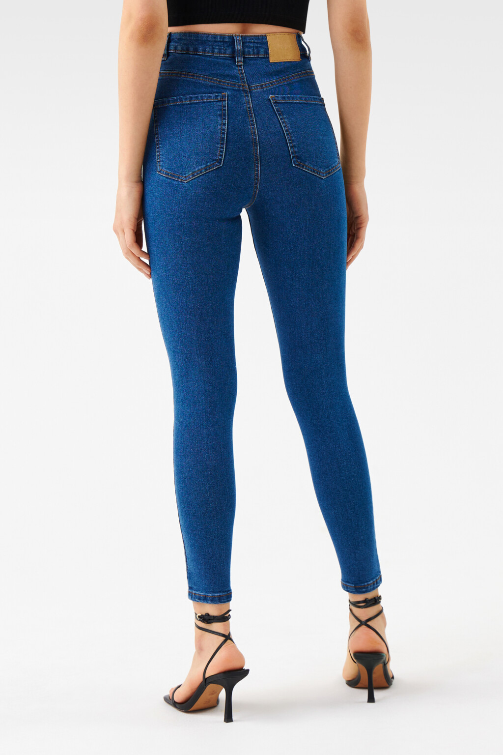 Джинсы skinny базовые с высокой посадкой - цвет голубой - 3