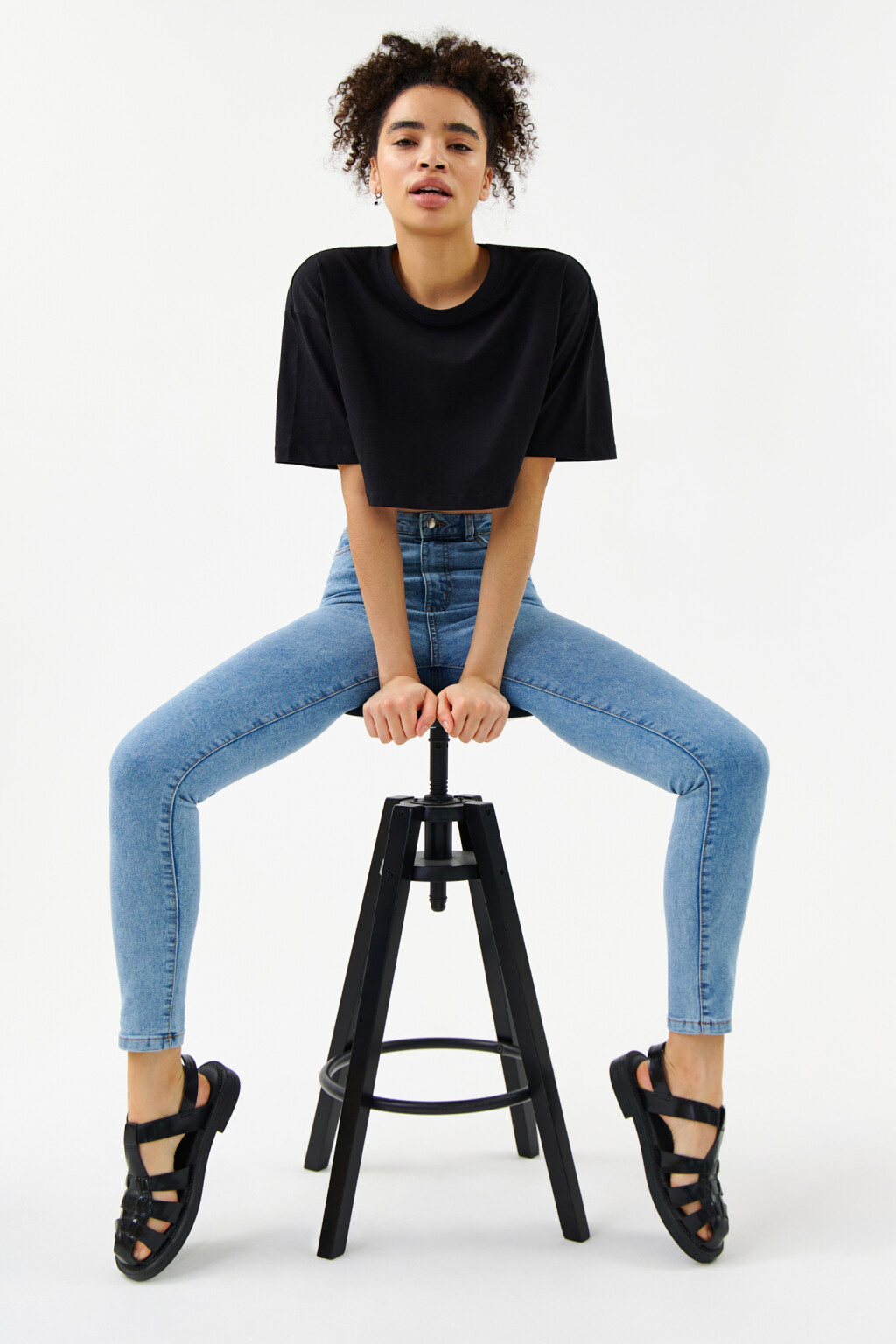 Джинсы skinny с высокой посадкой - цвет голубой - 7